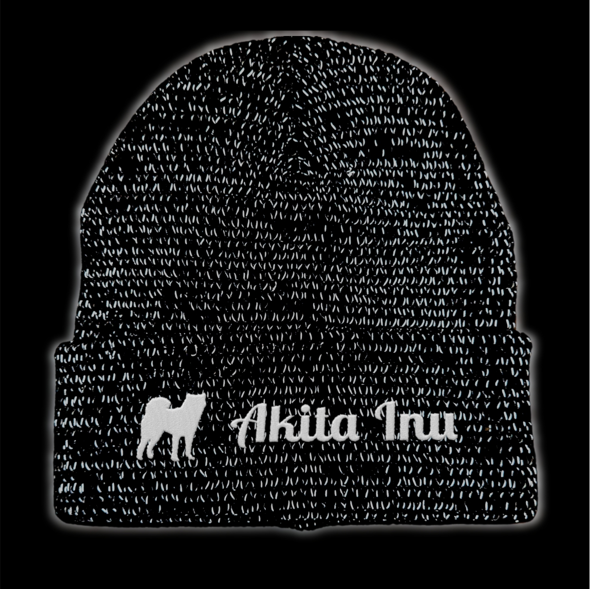Akita Inu reflektierende Mütze Stickerei Hund Winter Strickmütze reflex Beanie warm