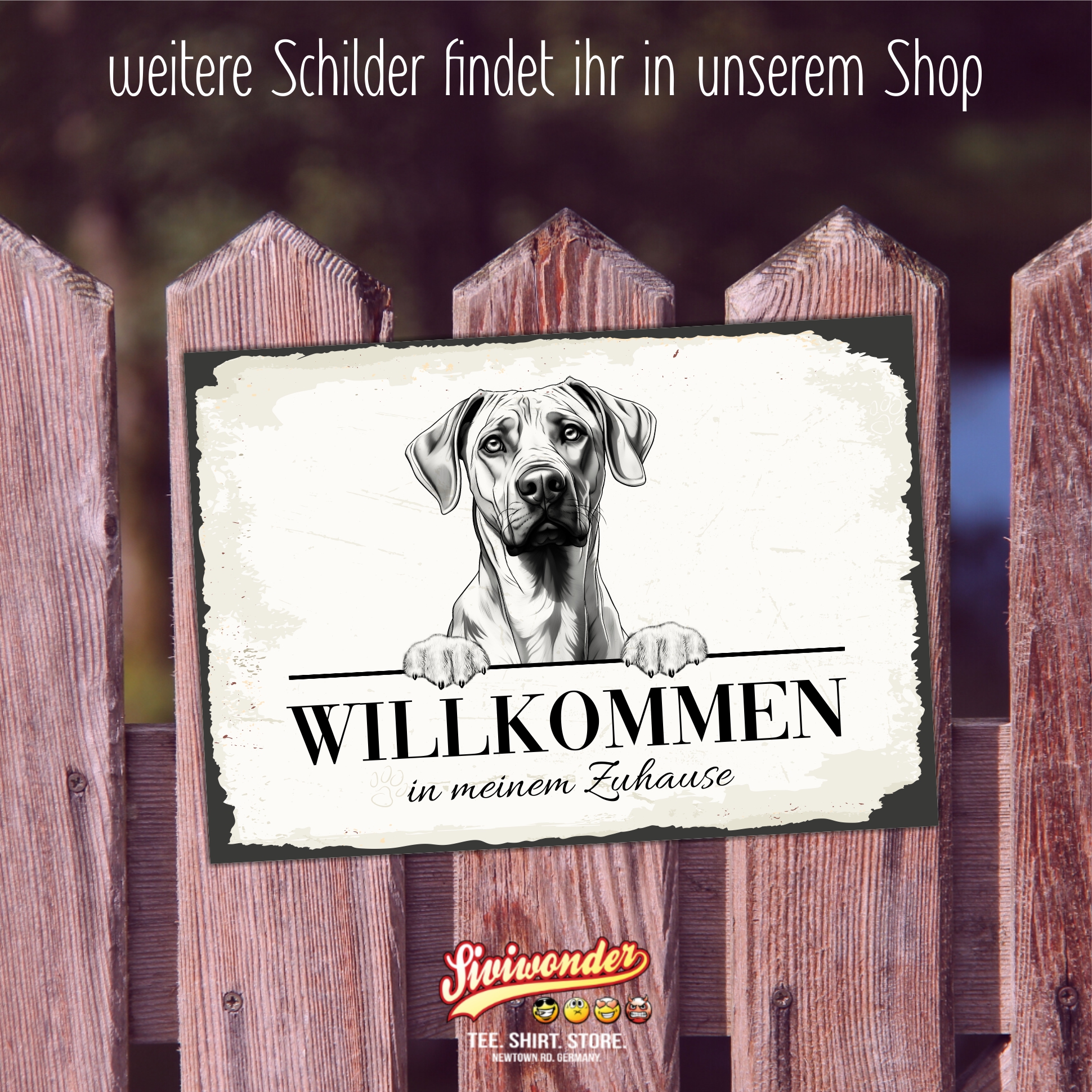 Hundeschild Willkommen Zuhause Ridgeback Dog Schild Spruch Türschild  Warnschild