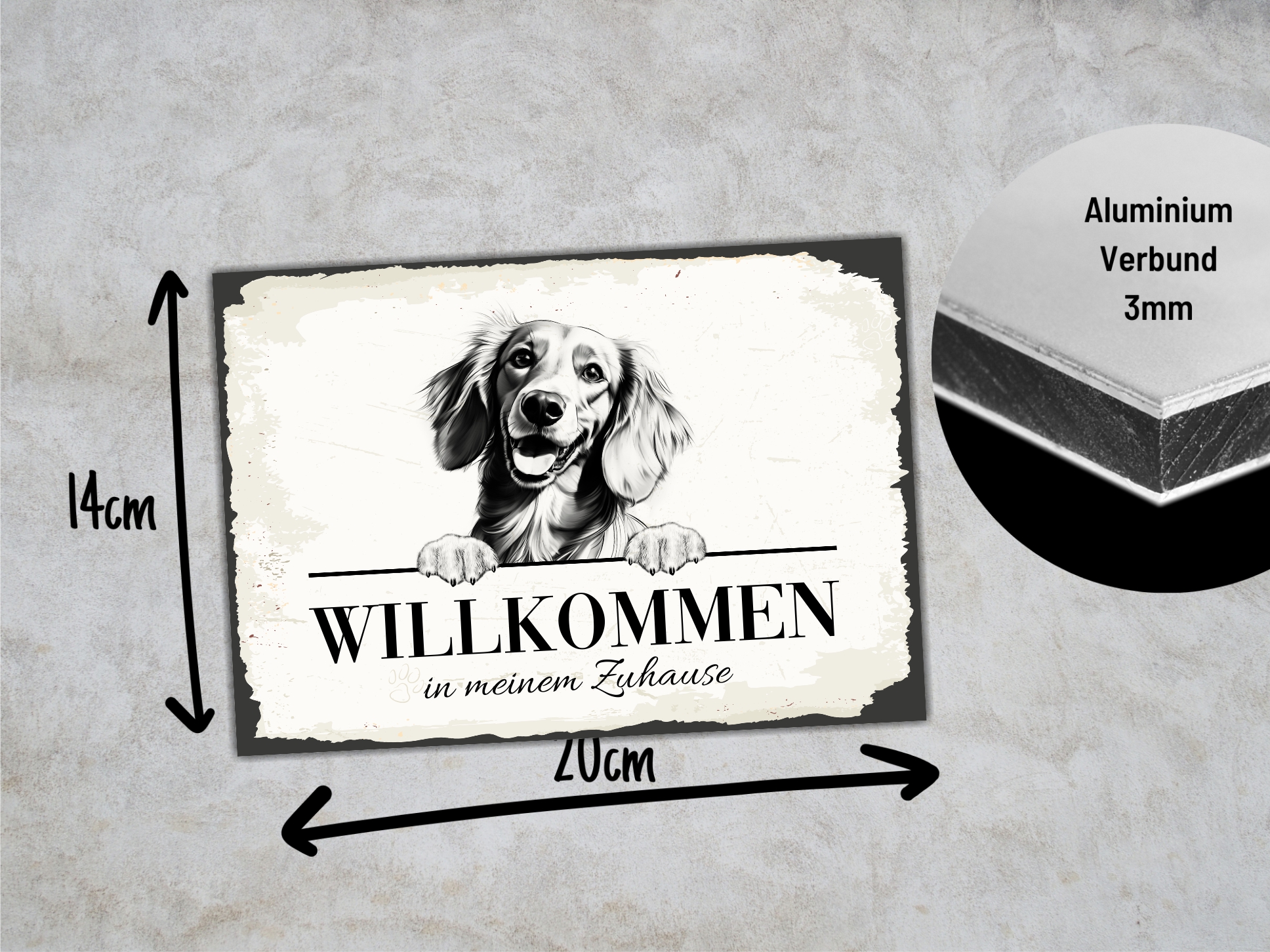 Hundeschild Willkommen Zuhause Dackel 2 Dog Schild Spruch Türschild  Warnschild