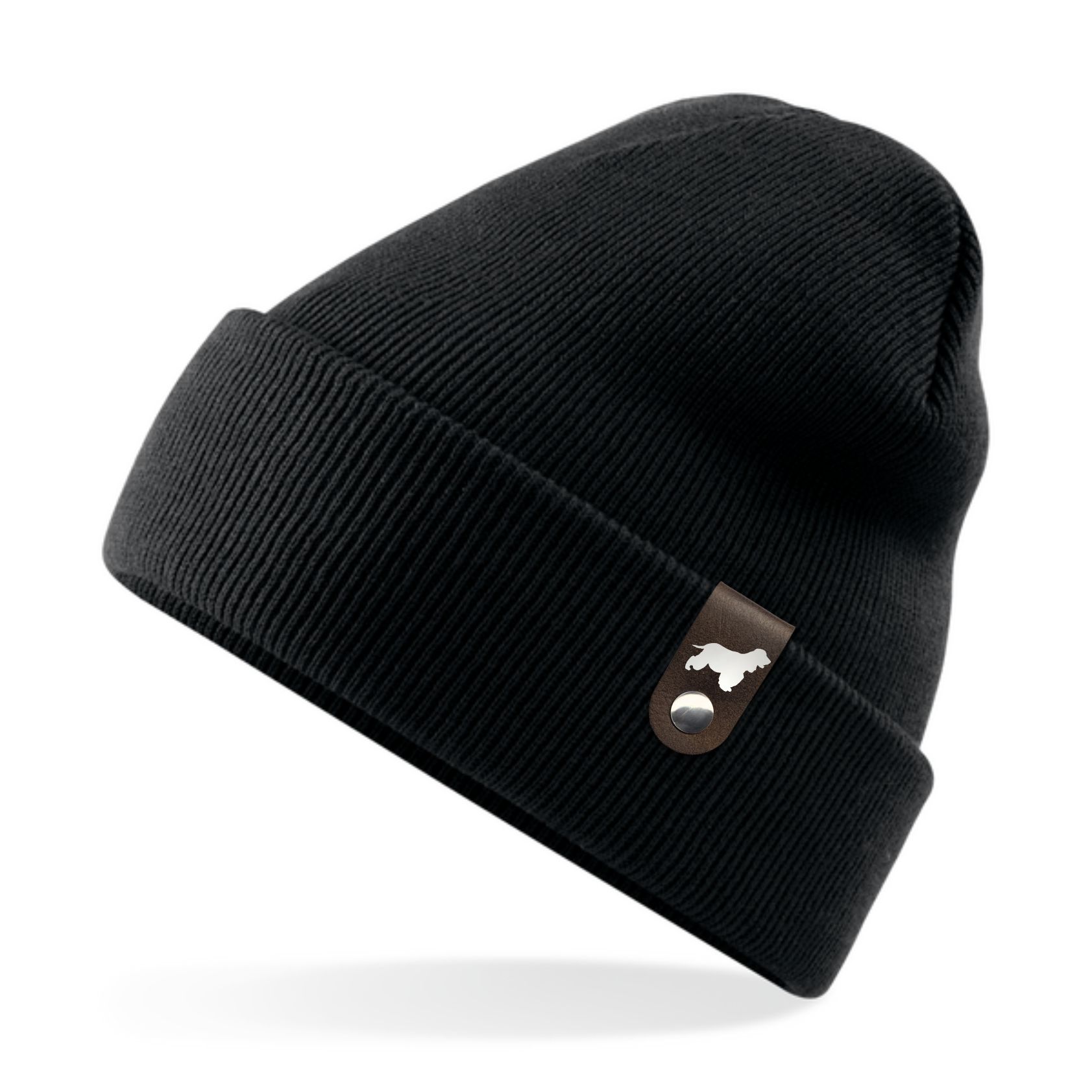 Cocker Spaniel Mütze mit Patch Gassi Beanie Strickmütze Witzig Spruch Warm Herren Damen Herbst Hund