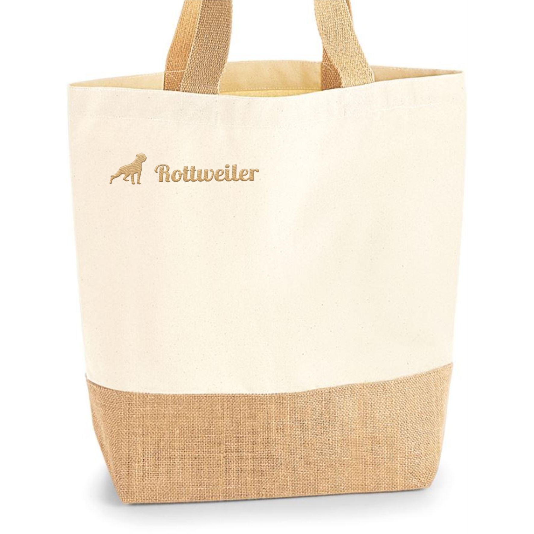 Rottweiler Jute Shopper Einkaufstasche Hundemotiv Stickerei