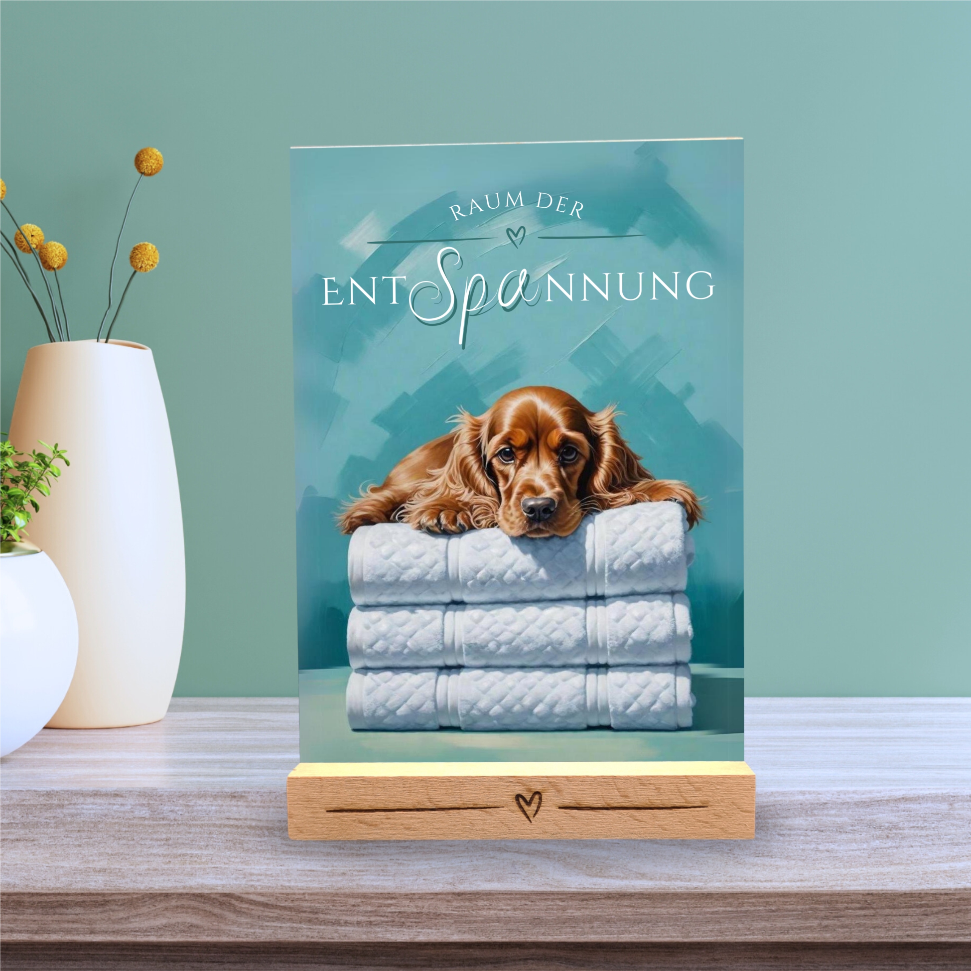 Hundeschild Deko Badezimmer Wellness Cocker Spaniel  Schild Spruch