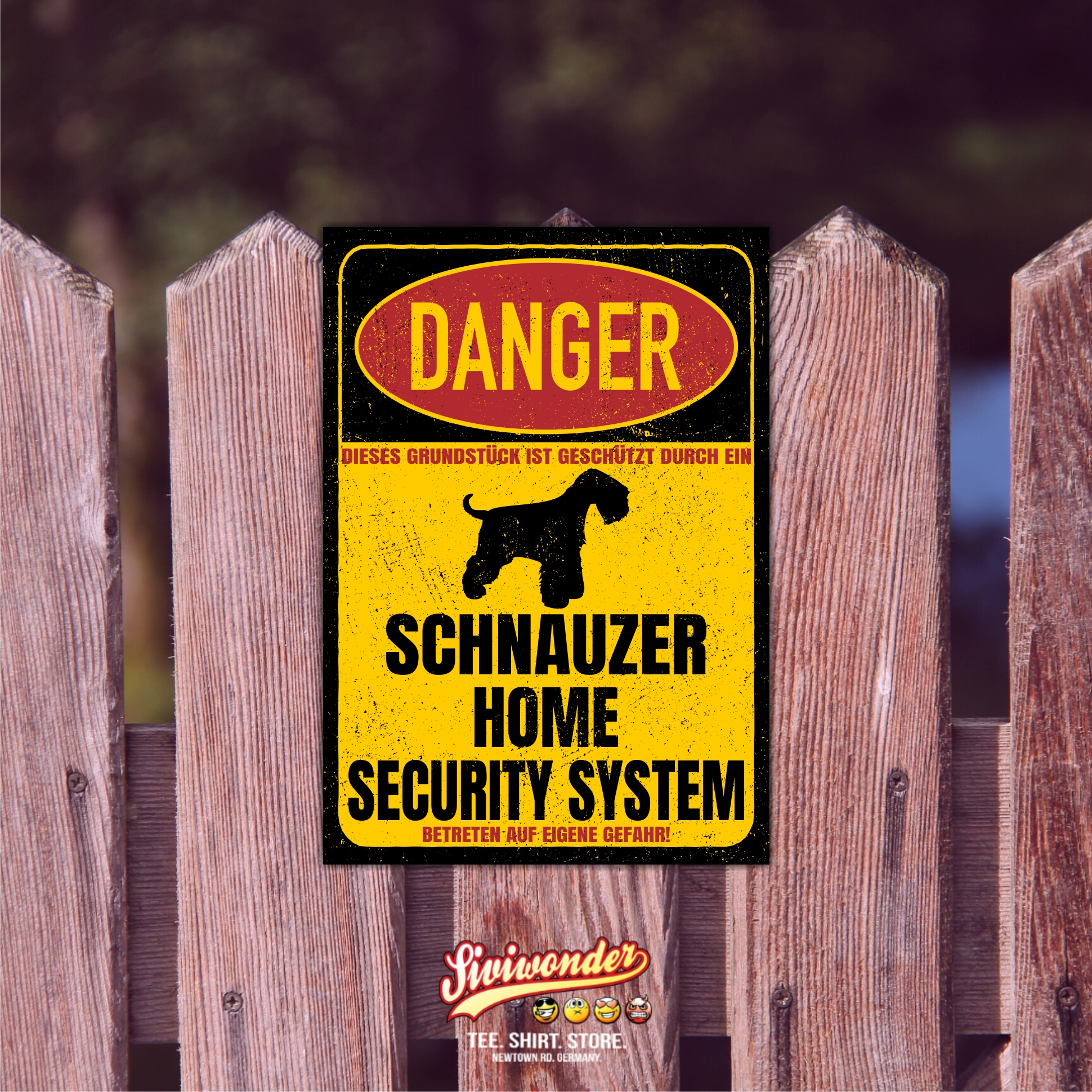 Schnauzer Türschild Danger Security System Warnschild Hund Schilder Hundeschild
