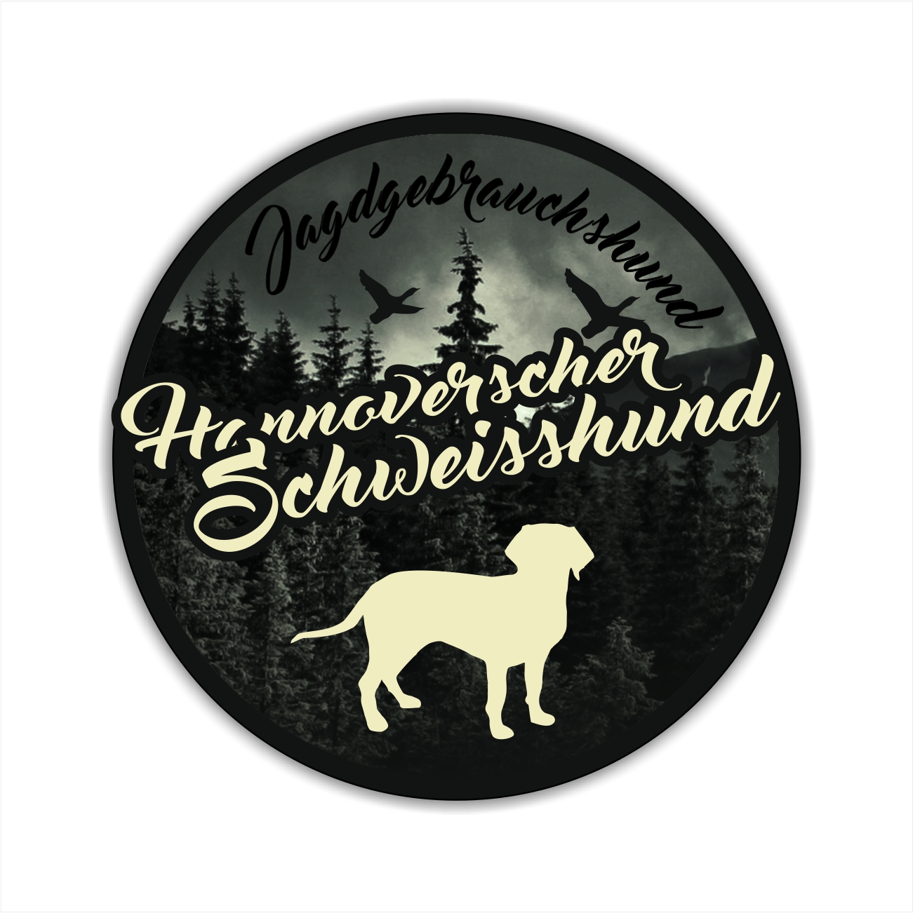 Hannoverscher Schweißhund Laufhund Schweißhunde Jäger Jagdhund Aufkleber Digitaldruck Motiv