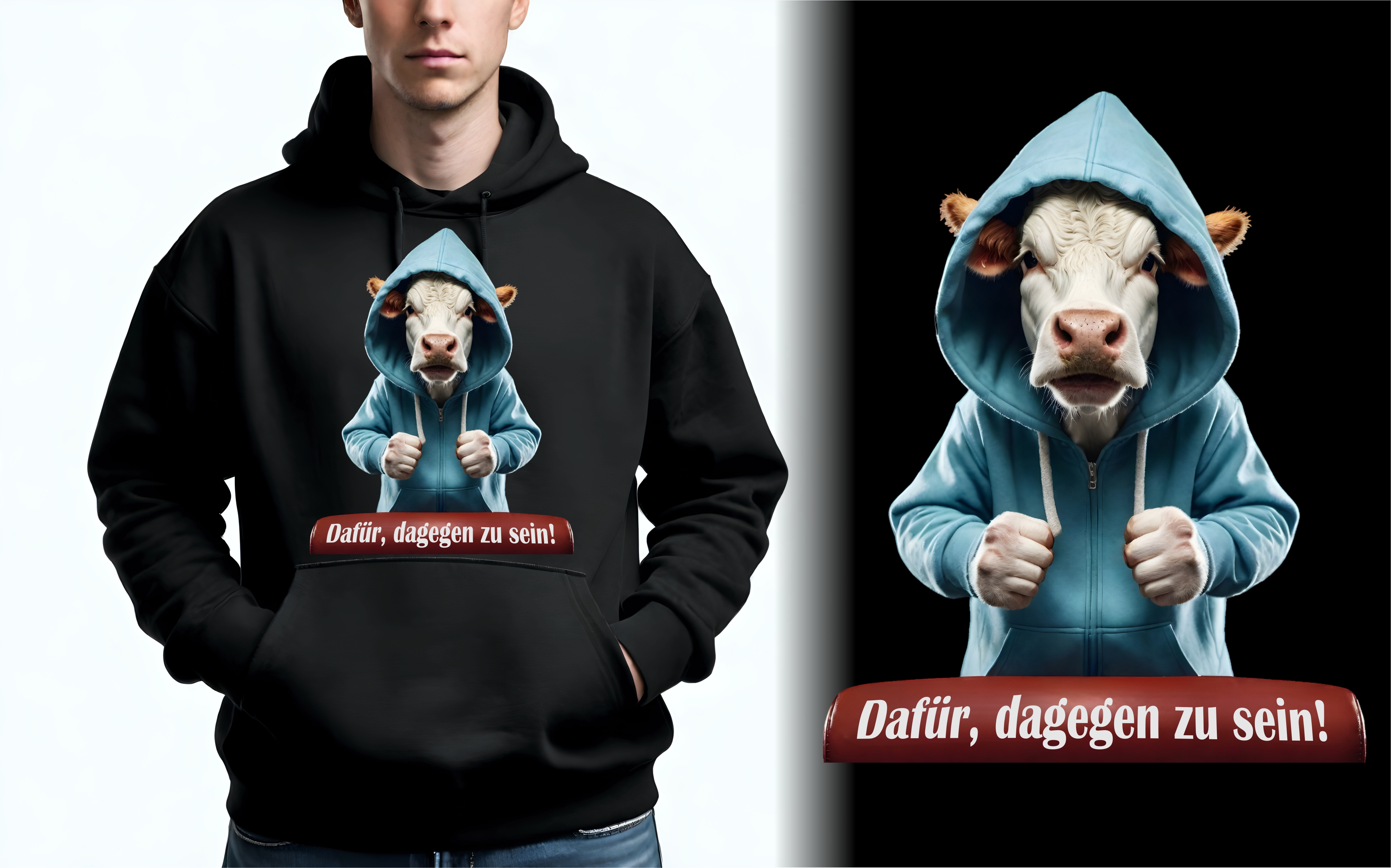 Kuh Bauern Protest No.2 Hoodie Unisex Sweatshirt Sprüche Dafür dagegen Cow Landwirt