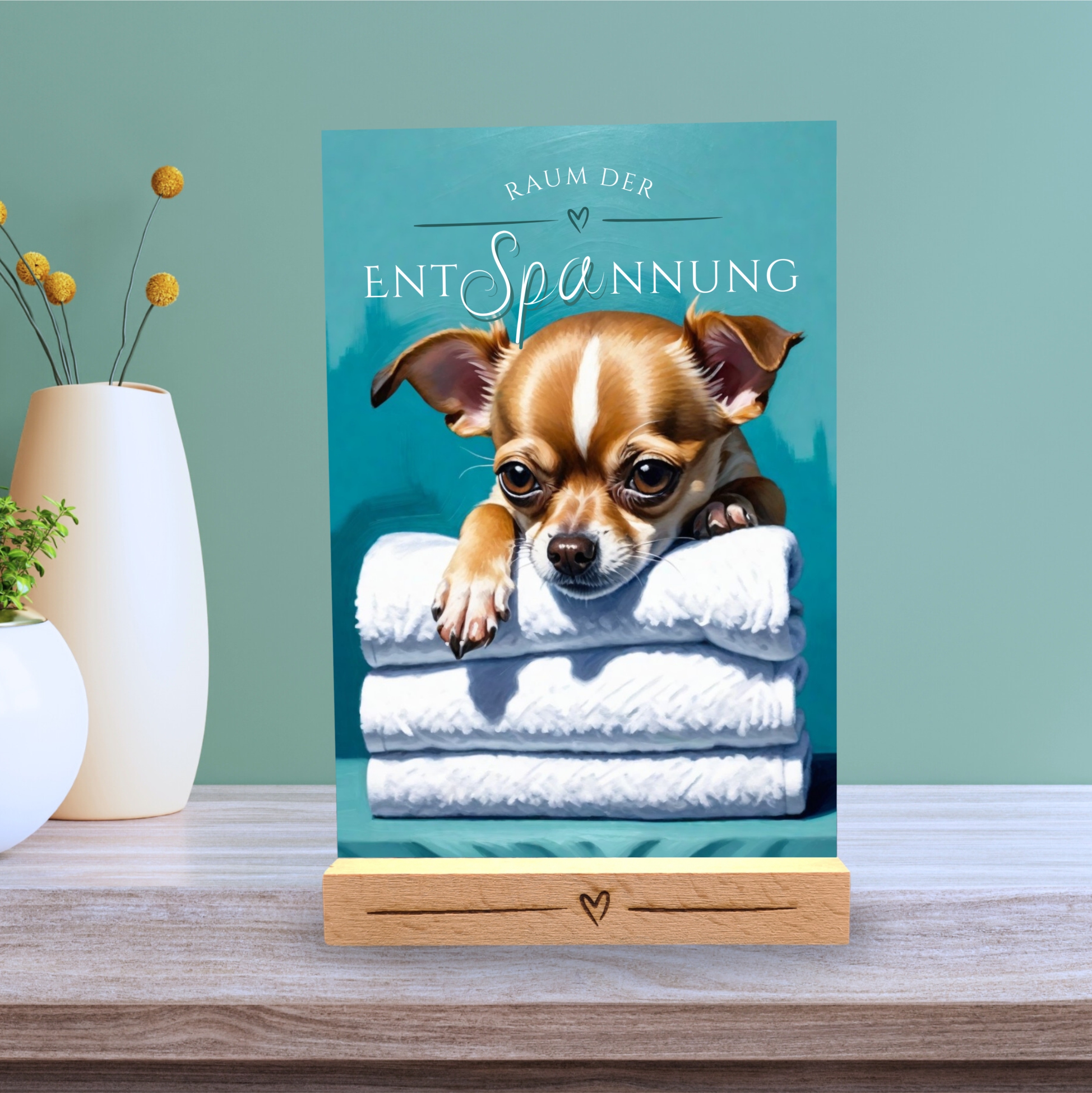 Hundeschild Deko Badezimmer Wellness  Chihuahua Chi Schild Spruch