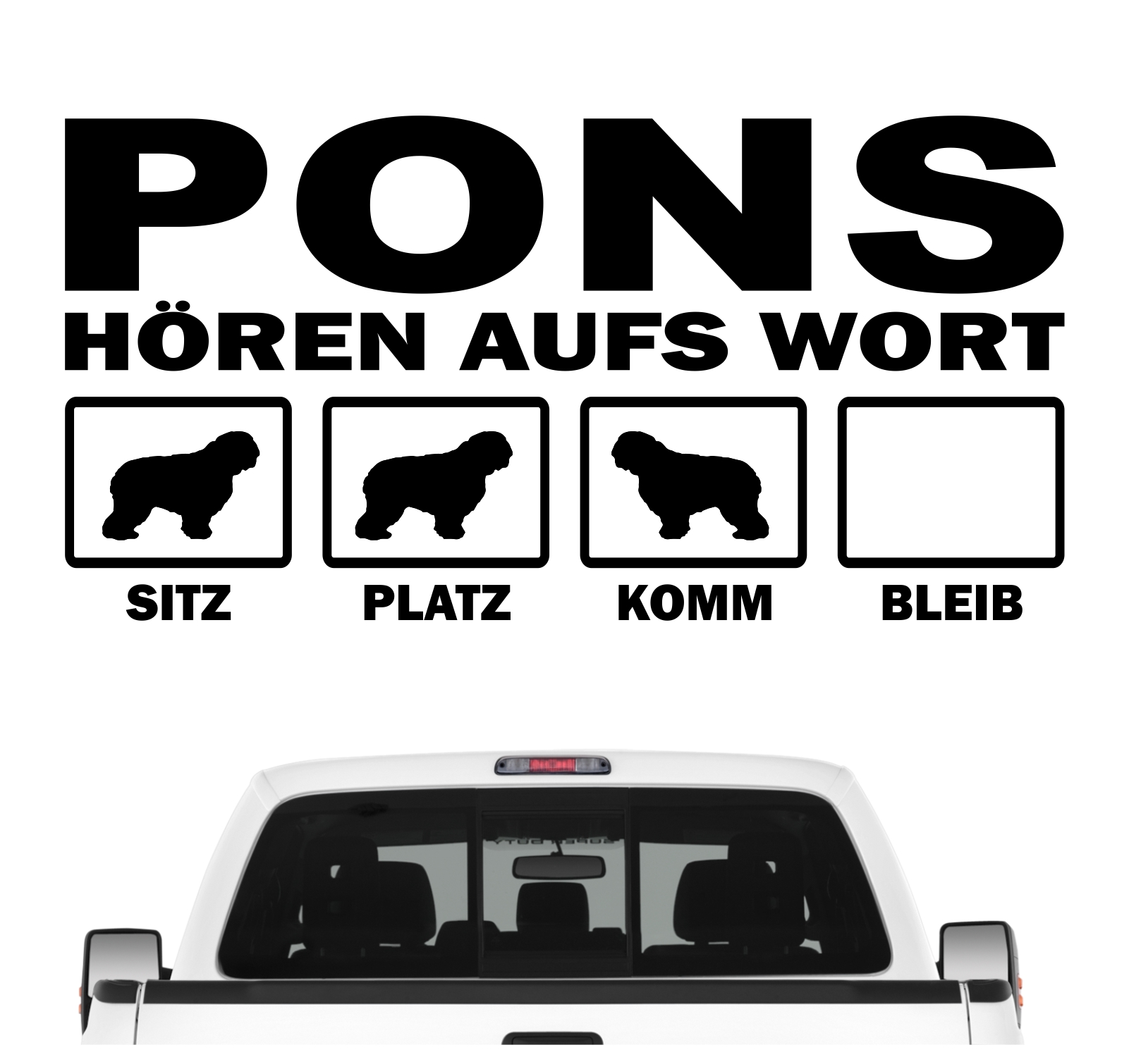 Pon Polski Owczarek Nizinny Hört aufs Wort Hunde Aufkleber Sticker Autoaufkleber Wandtattoo Tattoo
