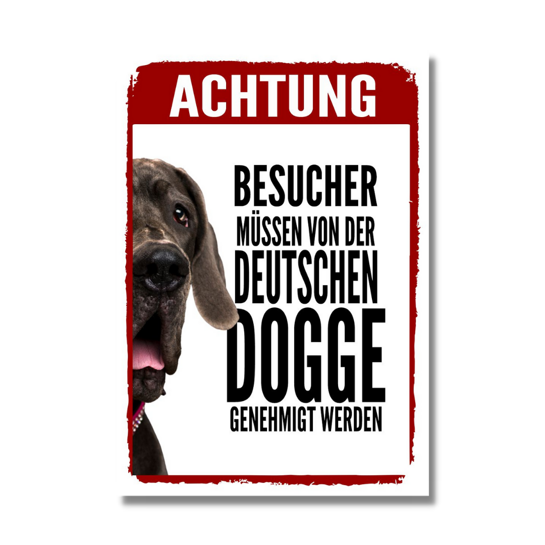 Deutsche Dogge 1 Genehmigung Dog Schild Spruch Türschild Hundeschild Warnschild