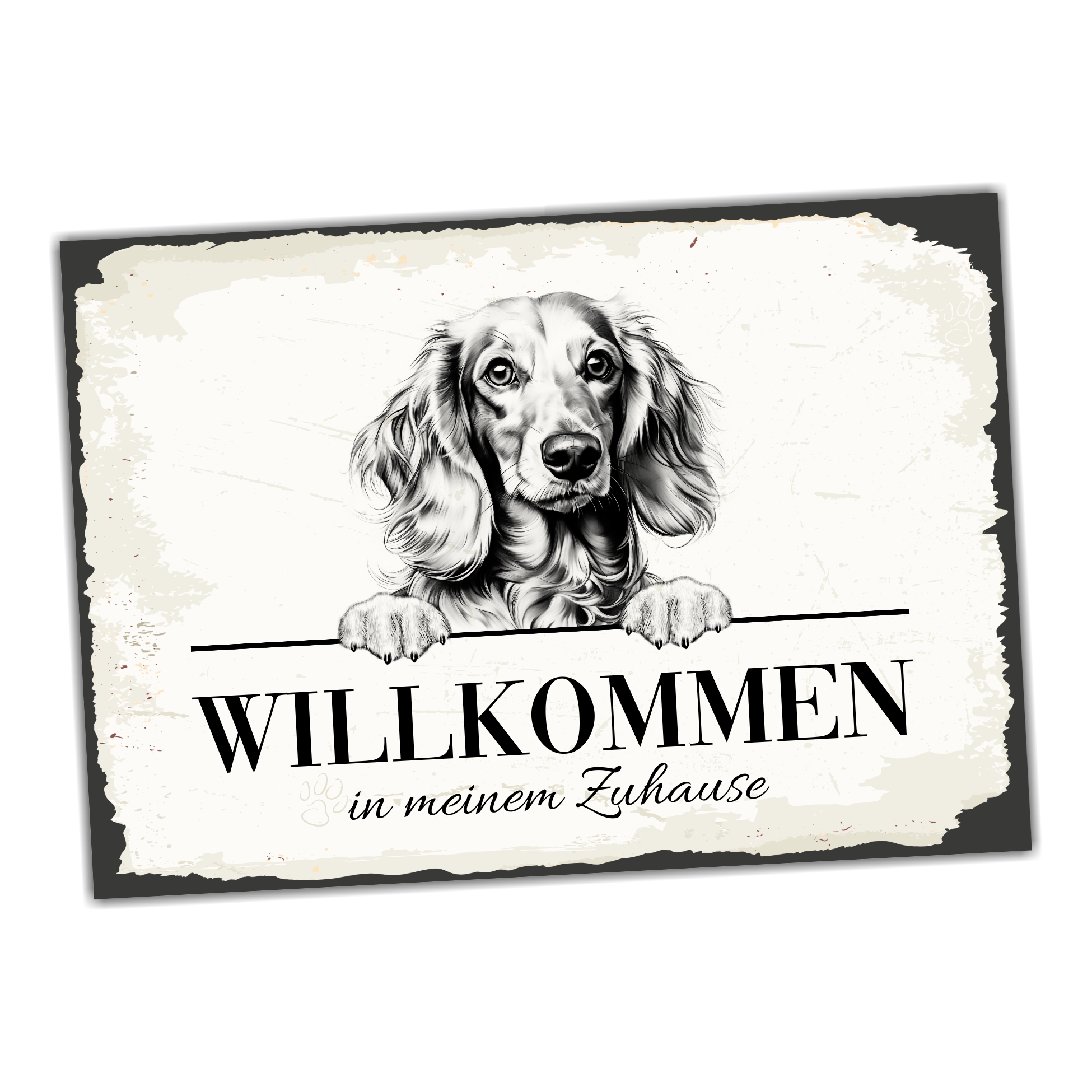 Hundeschild Willkommen Zuhause Dackel 1 Dog Schild Spruch Türschild  Warnschild
