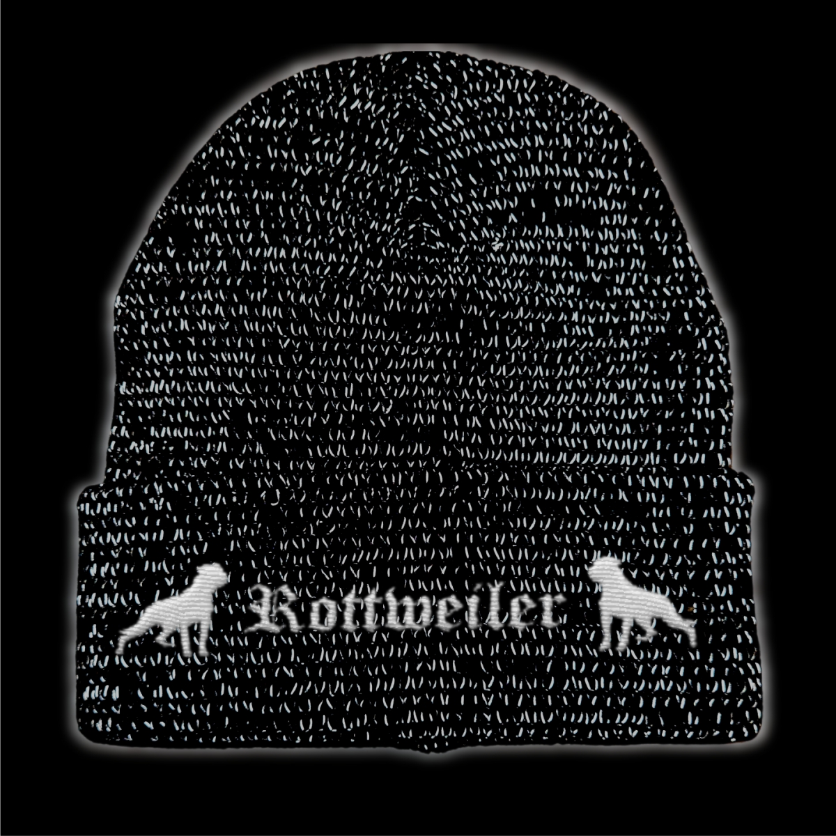 Bad Rottweiler reflektierende Mütze Stickerei Hund Winter Strickmütze reflex Beanie warm