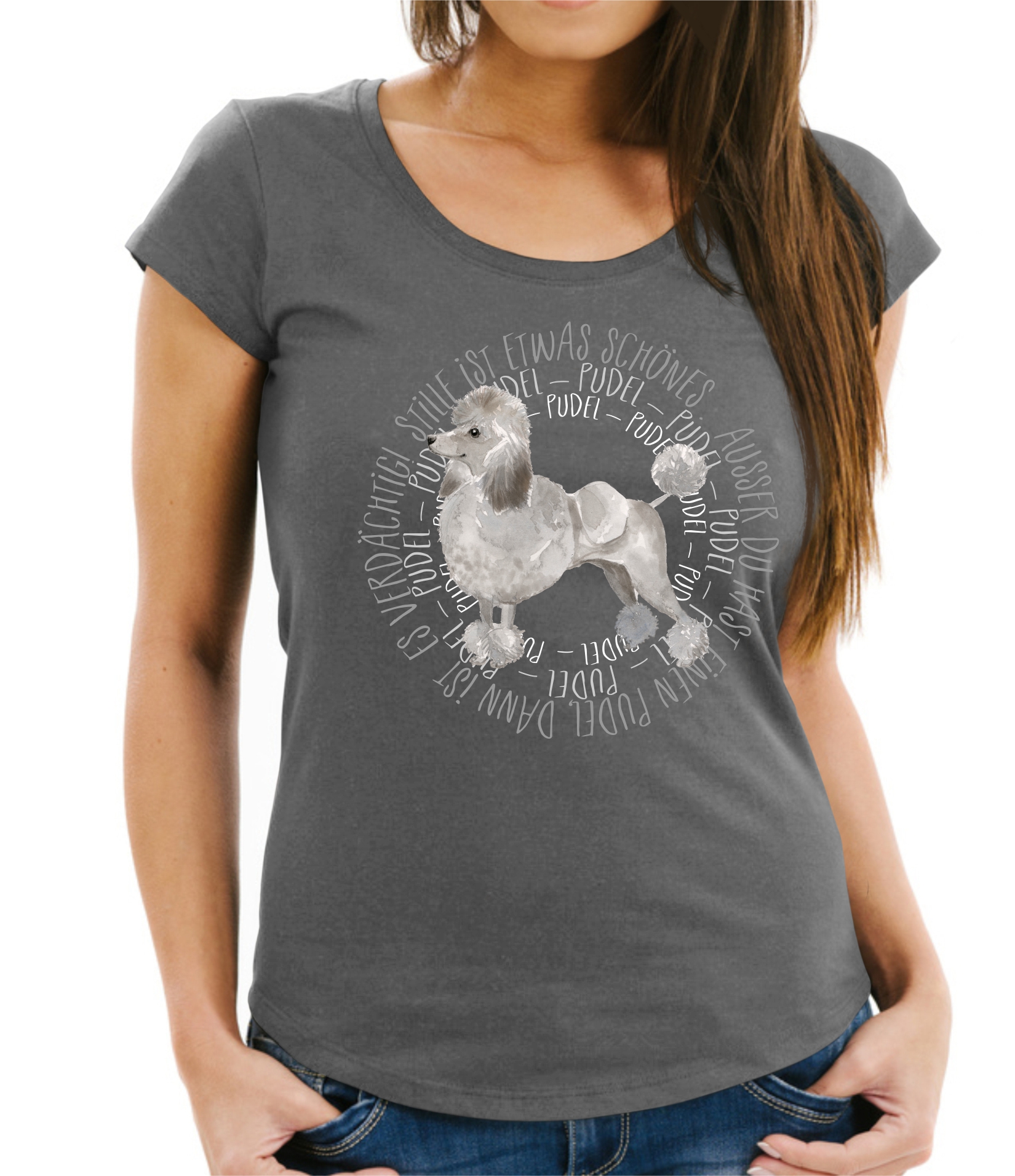 PUDEL DAMEN T-SHIRT CIRCLE Watercolor by SIVIWONDER