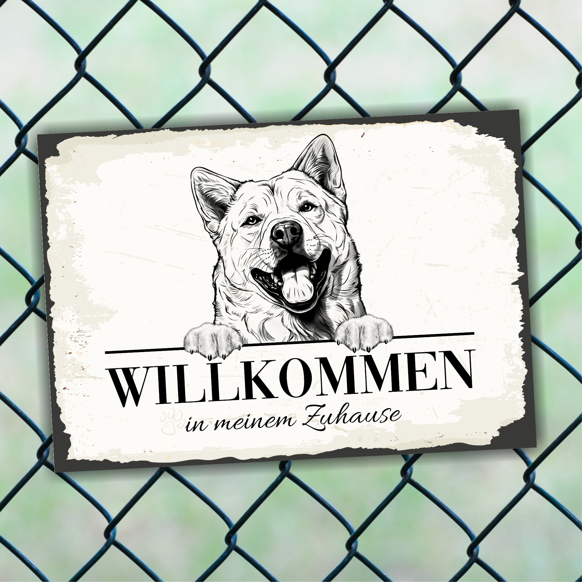 Hundeschild Willkommen Zuhause Akita Inu JapanSchild Achtung Zaun Frau Spruch Türschild Hundeschild Warnschild  Design by Siviwonder