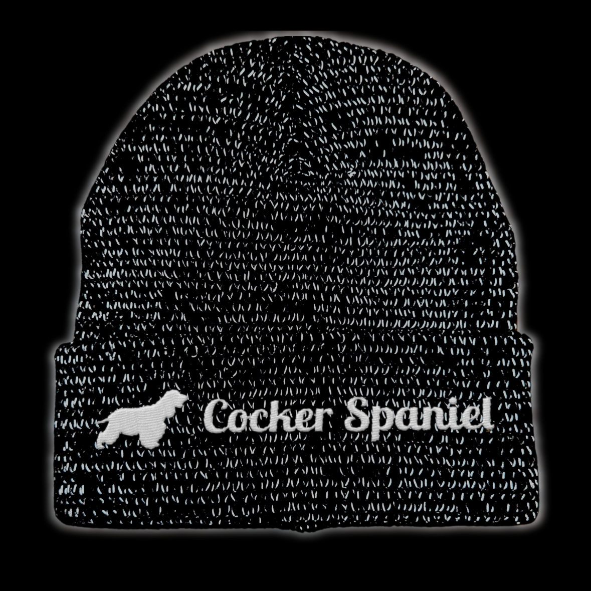 Cocker Spaniel reflektierende Mütze Stickerei Hund Winter Strickmütze reflex Beanie warm