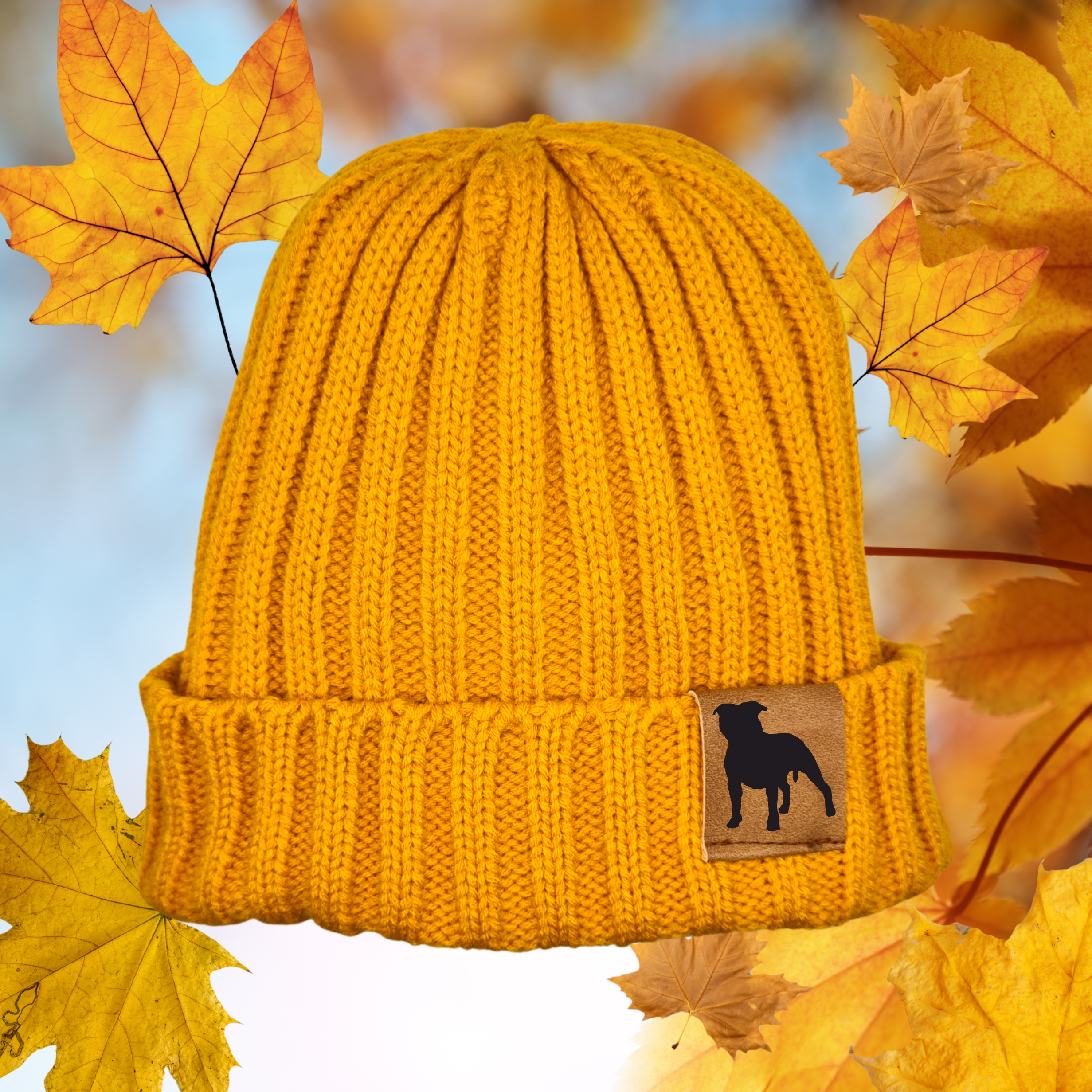 Strickmütze "American Staffordshire Terrier"  Beanie Mütze Urban Witzig Spruch Warm Winter Herbst Farben