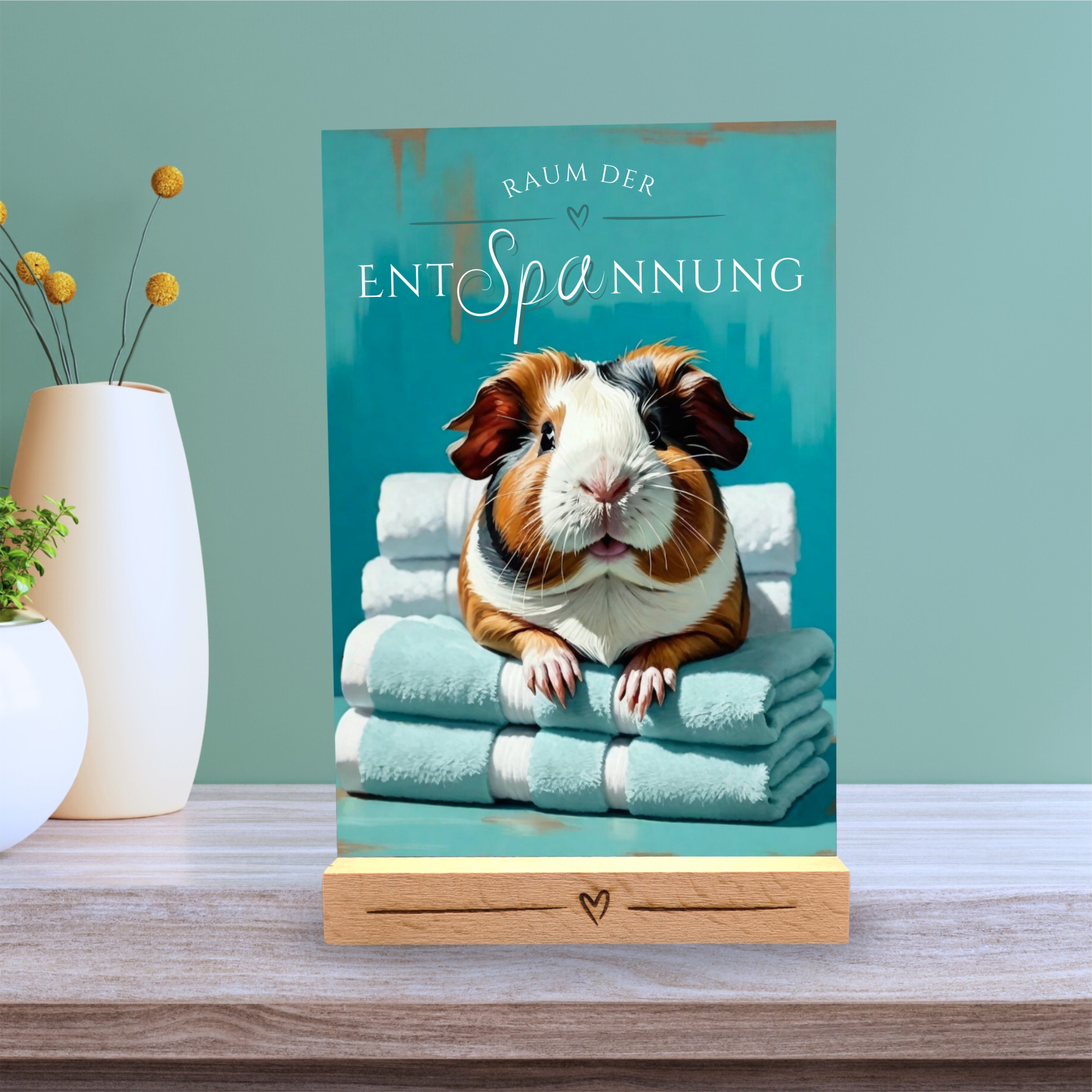 Meerschweinchen Schild Wellness Handtuch Entspannung  Schild Spruch