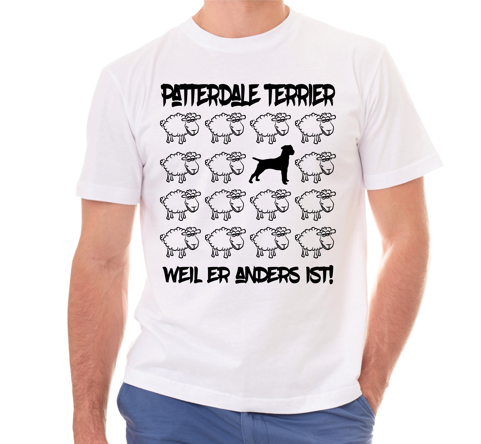 PATTERDALE TERRIER UNISEX T-SHIRT BLACK SHEEP by SIVIWONDER