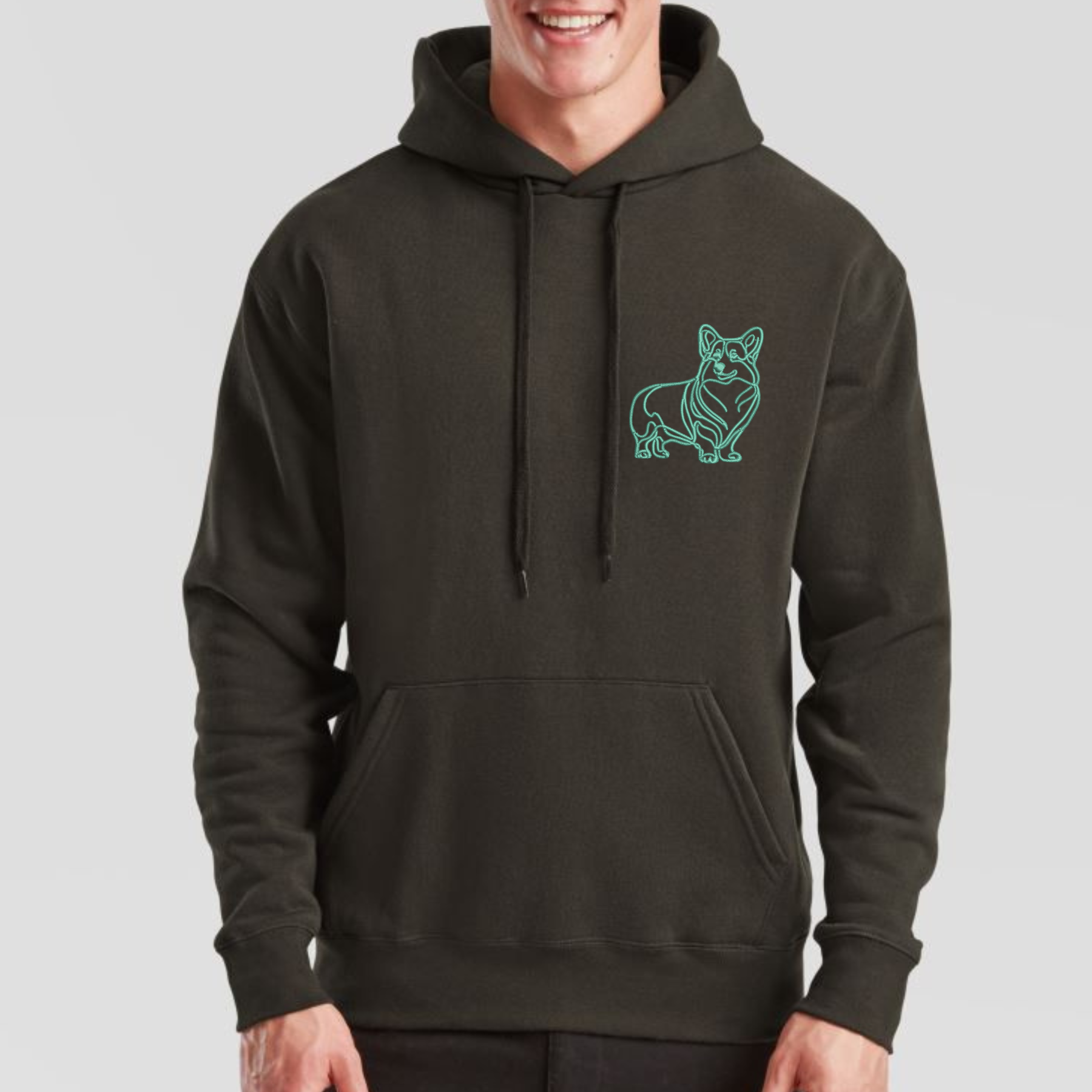 Hoodie Welsh Corgi Corgie gestickt Hund wählbare Stickerei kuschelig Stickerei personalisiert