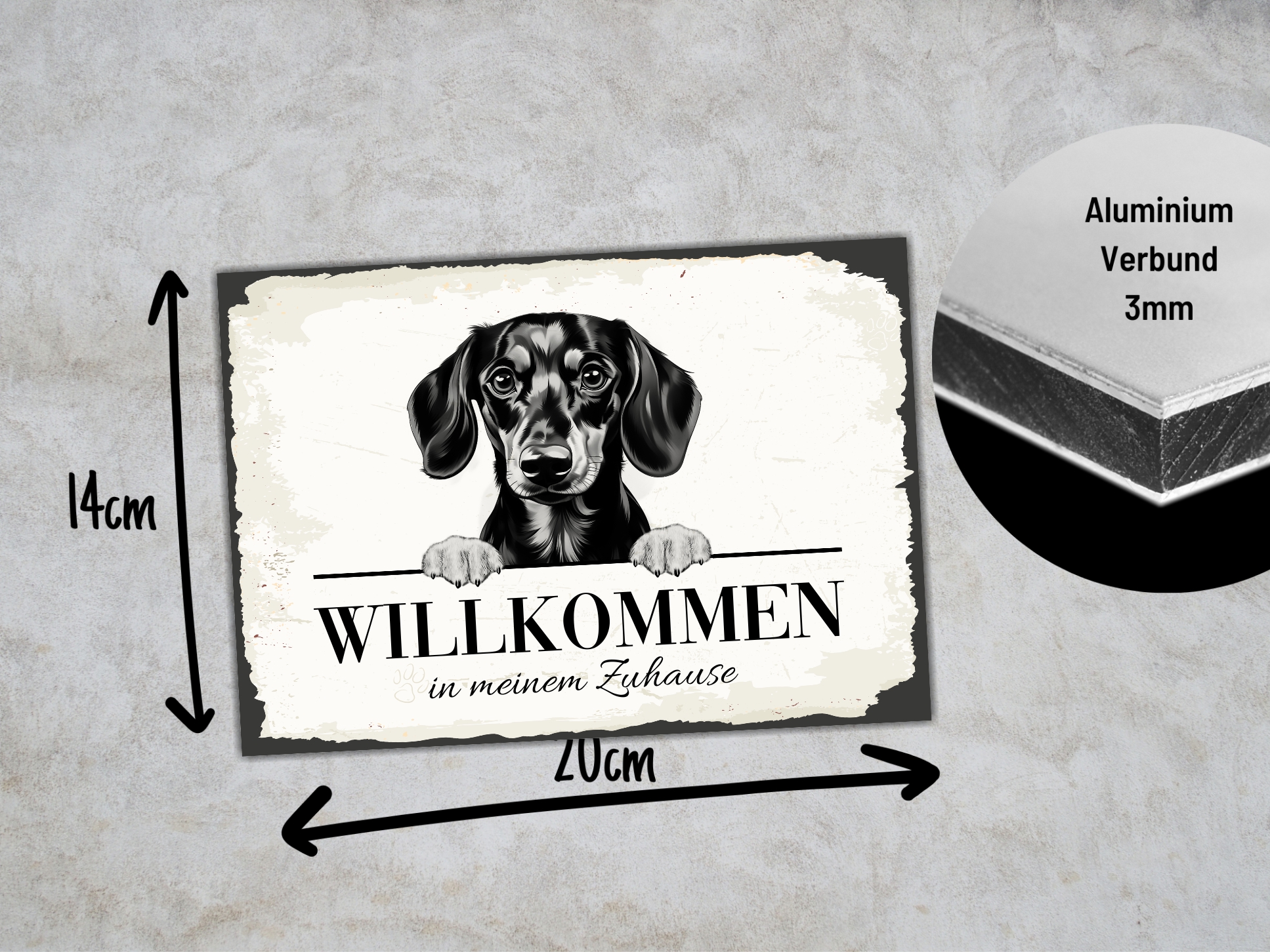 Hundeschild Willkommen Zuhause Dackel No.5 Dog Schild Spruch Türschild  Warnschild
