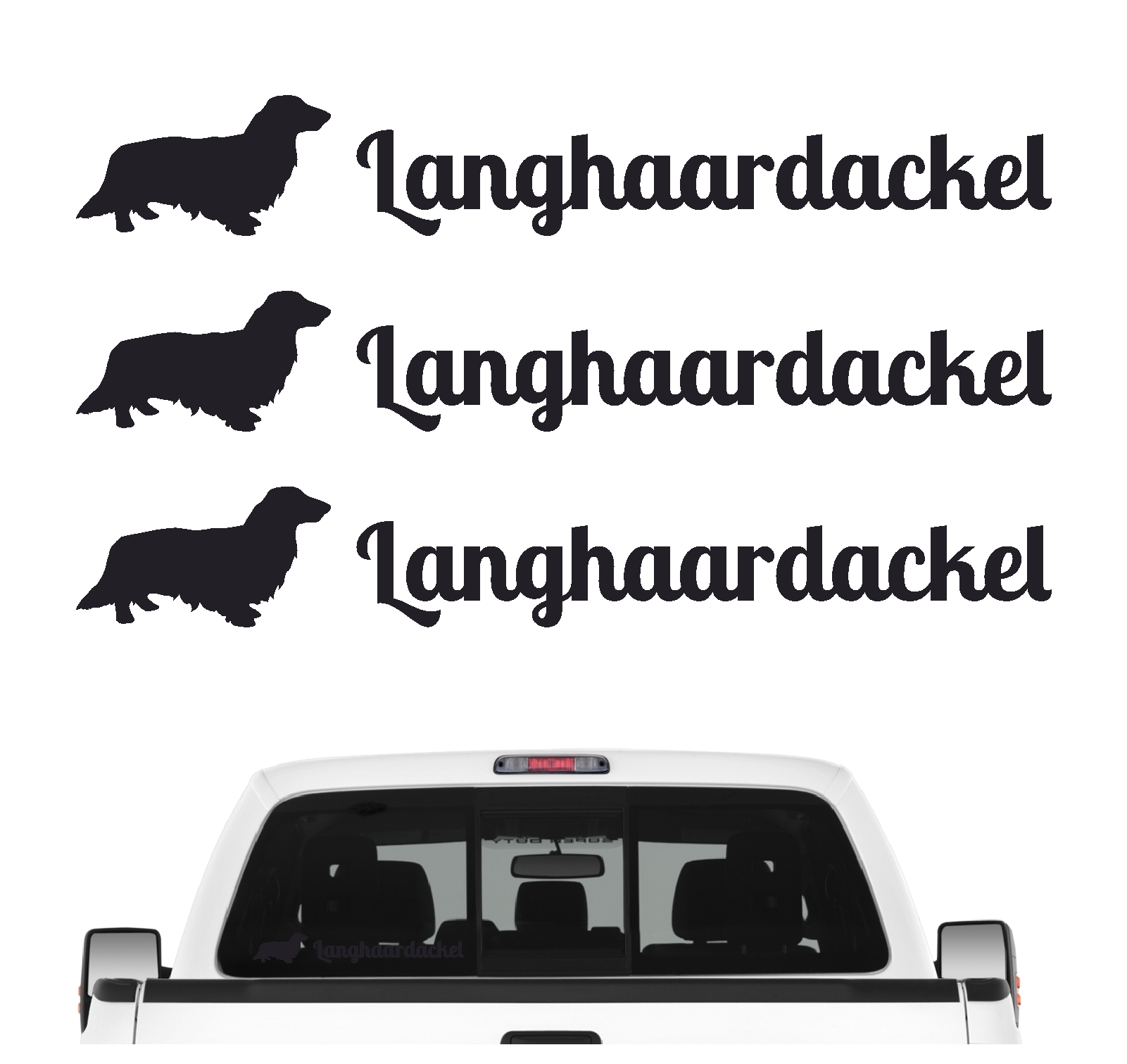 Langhaardackel Dackel Aufkleber 3er Set Hundeaufkleber Hundemotiv Hund Folie