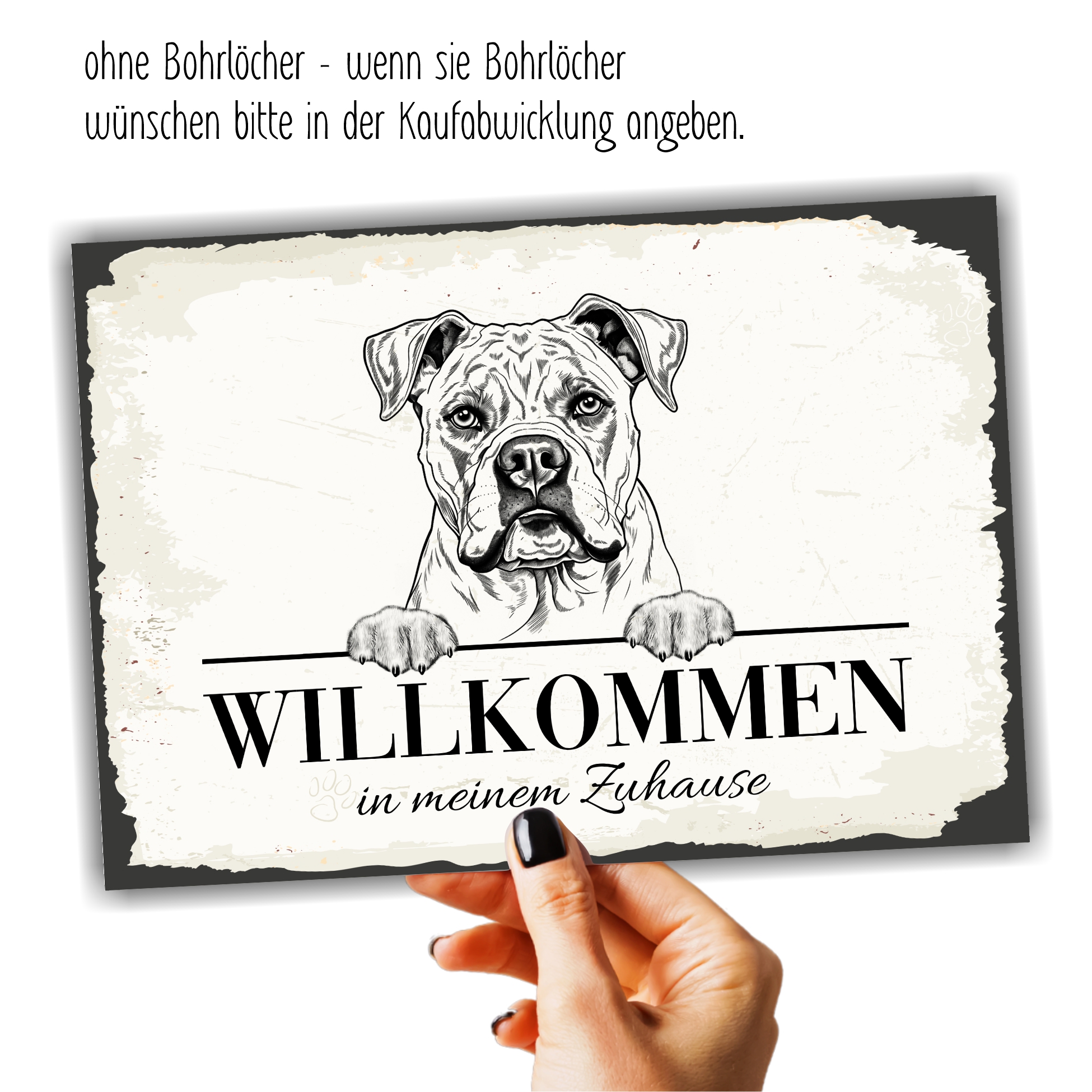 Hundeschild Willkommen Zuhause American Bulldog Schild Achtung Zaun Frau Spruch Türschild Hundeschild Warnschild  Design by Siviwonder