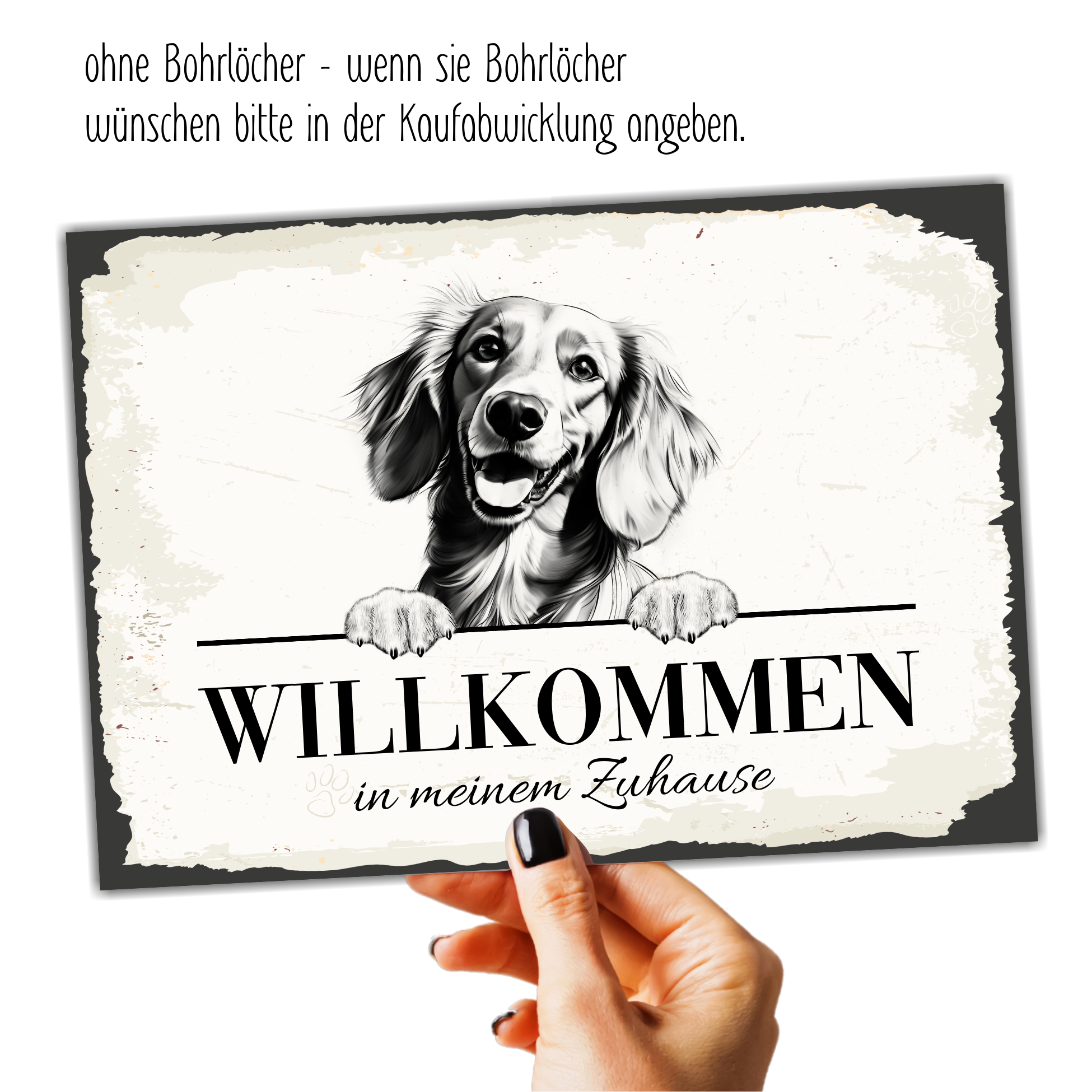 Hundeschild Willkommen Zuhause Dackel 2 Dog Schild Spruch Türschild  Warnschild