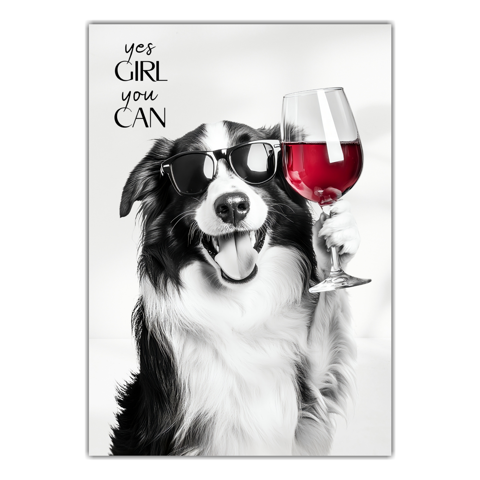 Schild Hund Border Collie Artprint Wein Spruch Deko Wanddekor Geschenkidee Weinliebhaber Quotes