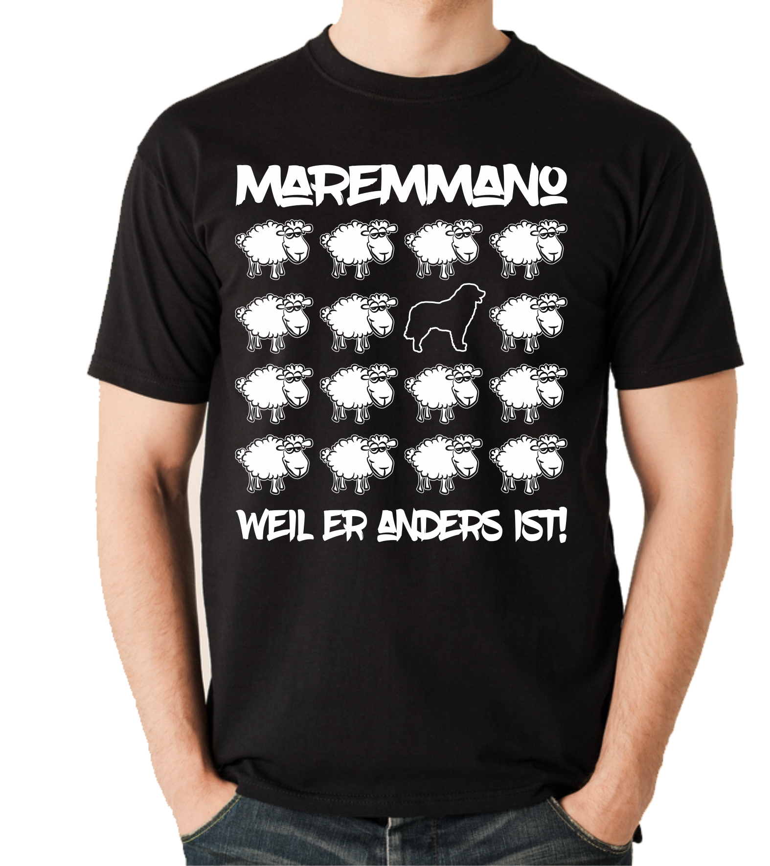 MAREMMANO UNISEX T-SHIRT BLACK SHEEP by SIVIWONDER