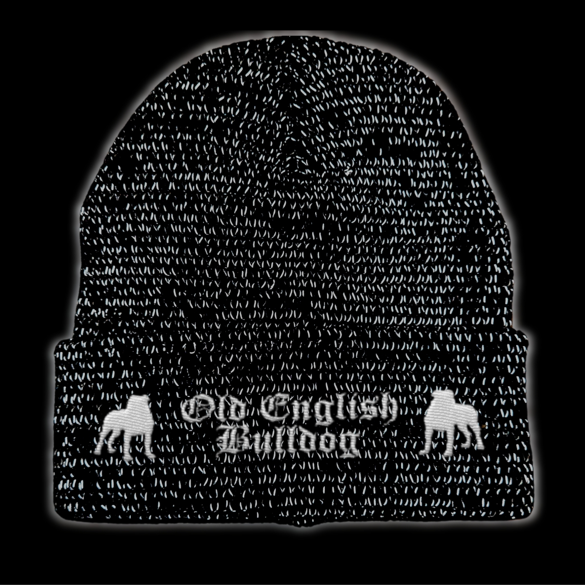 Bad Old English Bulldog reflektierende Mütze Stickerei Hund Winter Strickmütze reflex Beanie warm