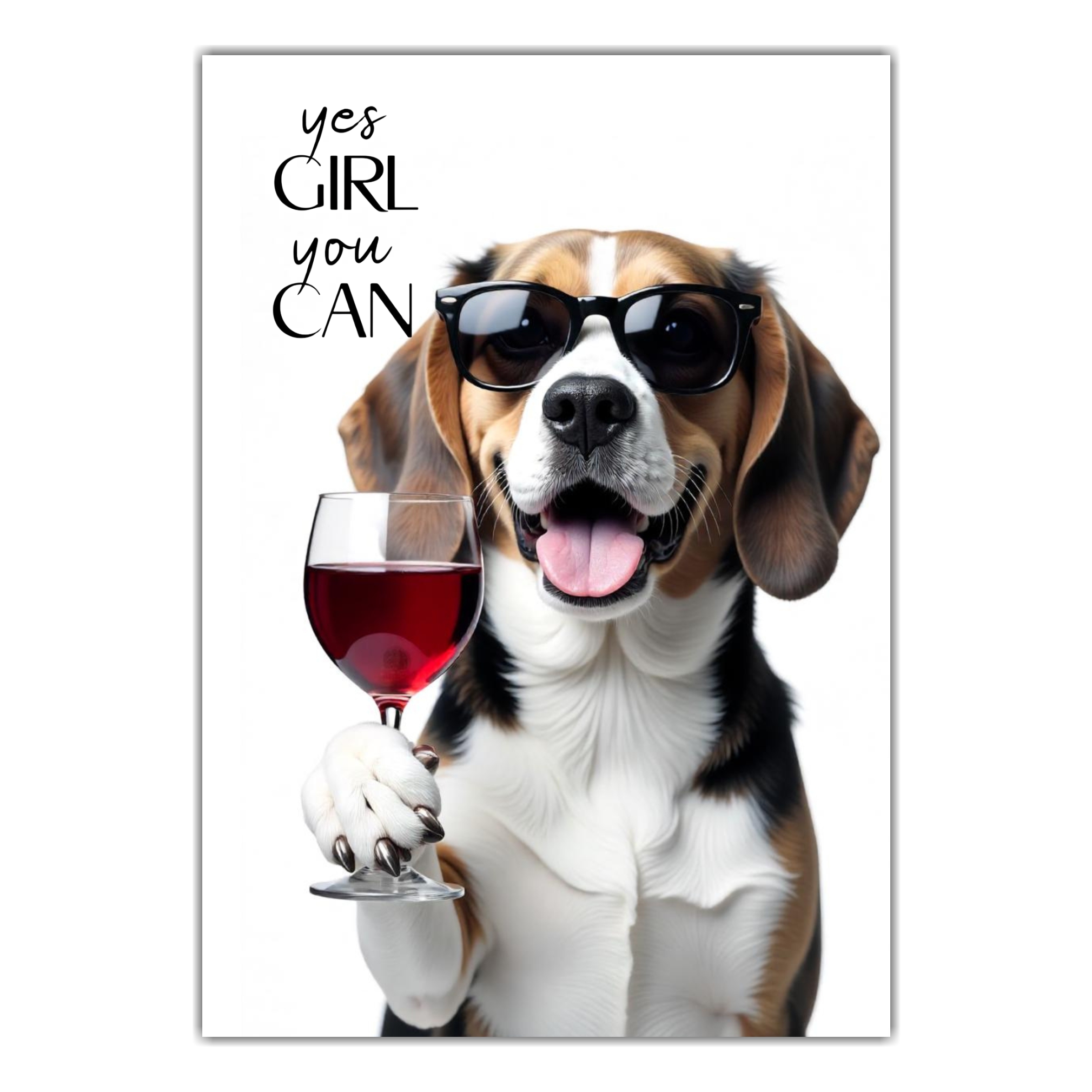 Schild Hund Beagle Artprint Wein Spruch Deko Wanddekor Geschenkidee Weinliebhaber Quotes