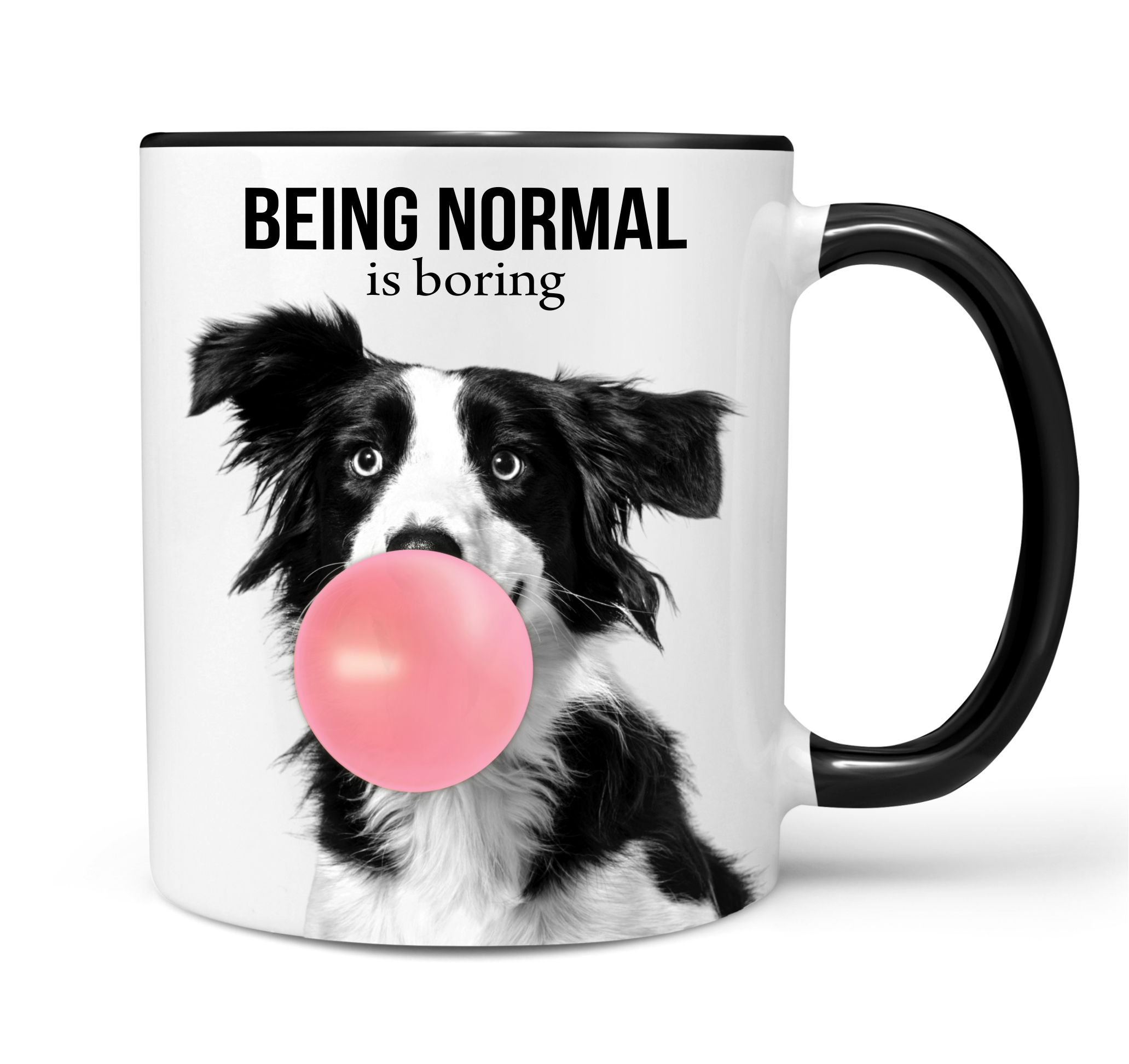 Border Collie mit Kaugummi Bubble normal  Dog Freund Tasse Kaffee lustig Kaffeebecher Mug Design Design by Siviwonder