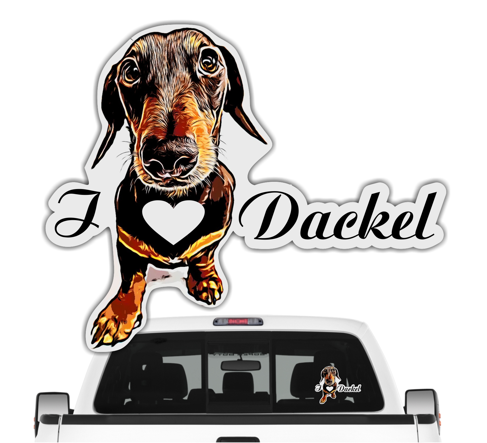Siviwonder Dackel Teckel Hundeaufkleber - I Love Dackel Liebe Auto Aufkleber autoaufkleber Hund Foli