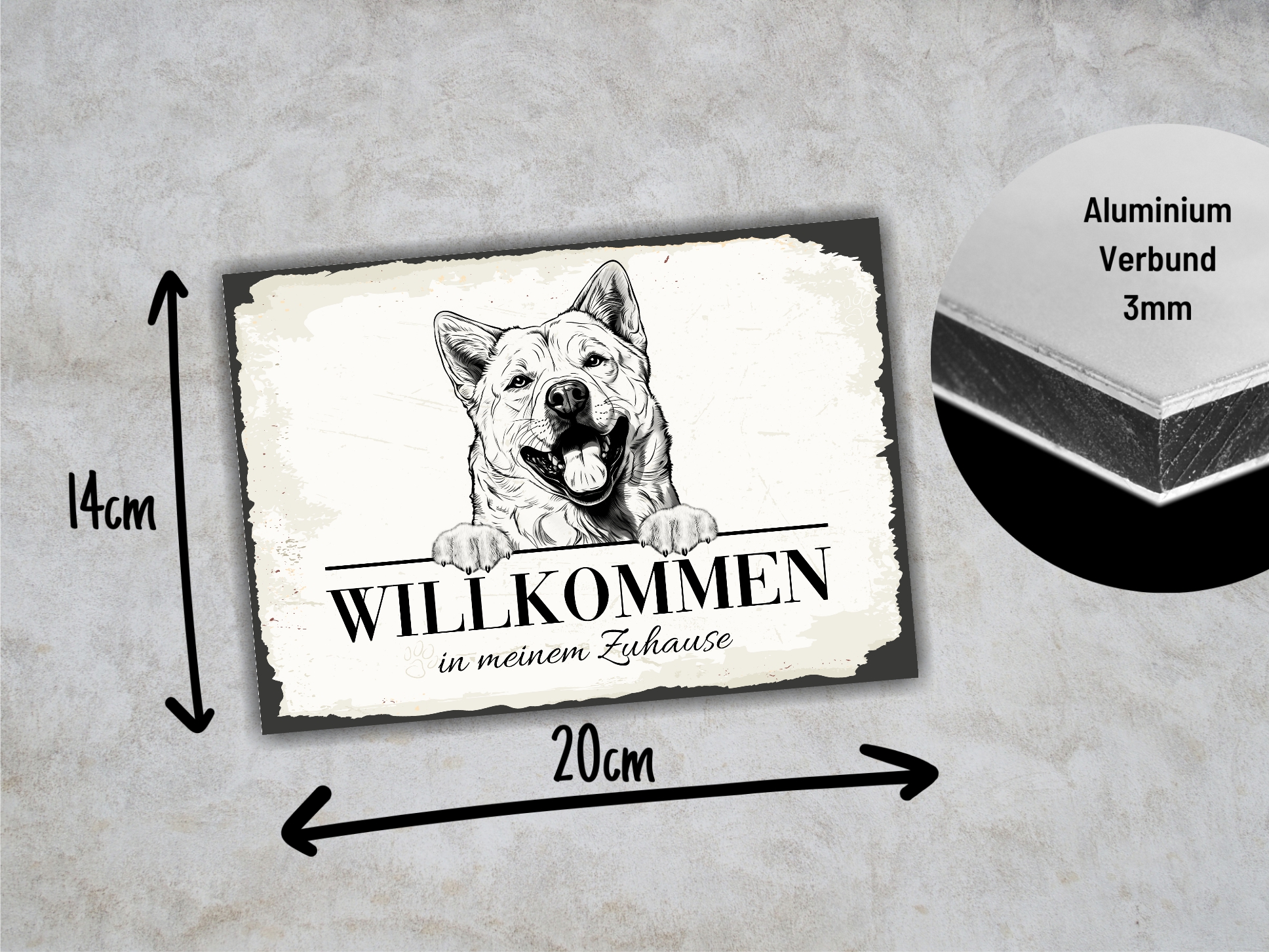Hundeschild Willkommen Zuhause Akita Inu JapanSchild Achtung Zaun Frau Spruch Türschild Hundeschild Warnschild  Design by Siviwonder