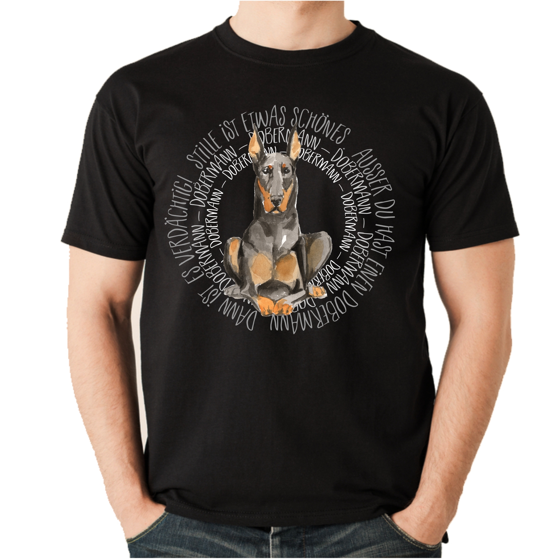 DOBERMANN UNISEX T-SHIRT CIRCLE Watercolor by SIVIWONDER