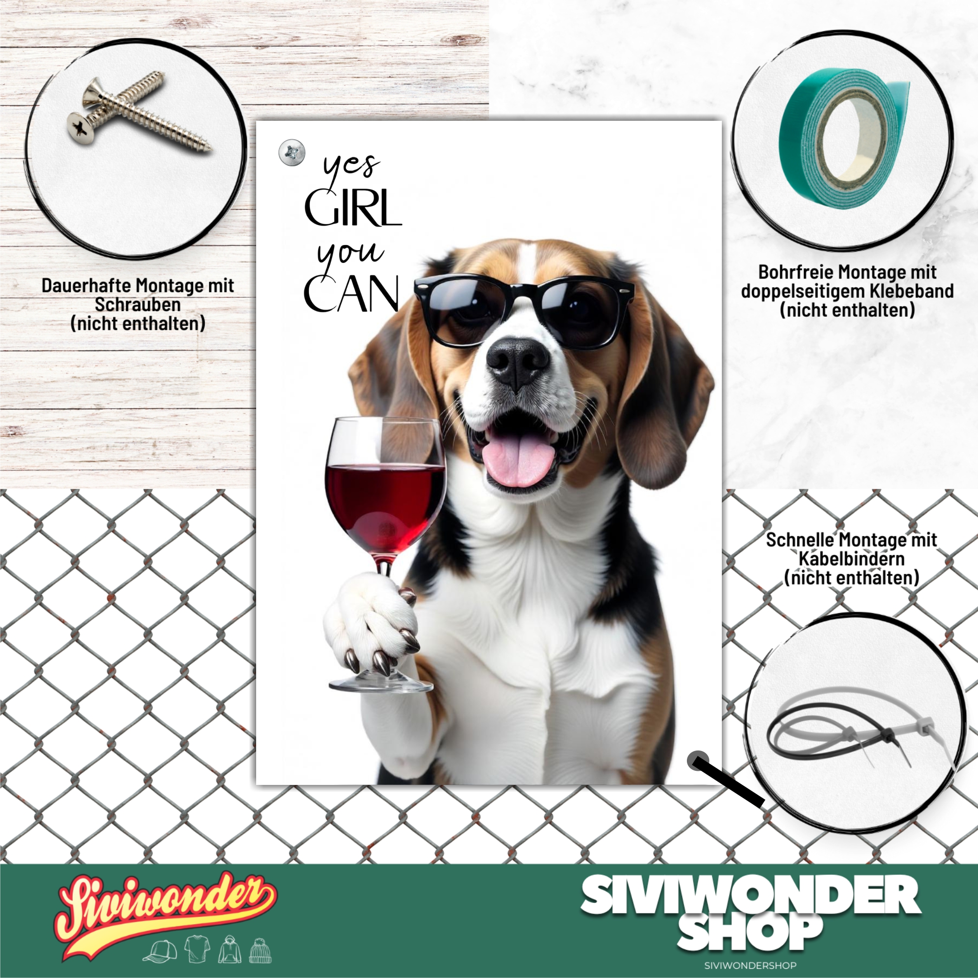 Schild Hund Beagle Artprint Wein Spruch Deko Wanddekor Geschenkidee Weinliebhaber Quotes