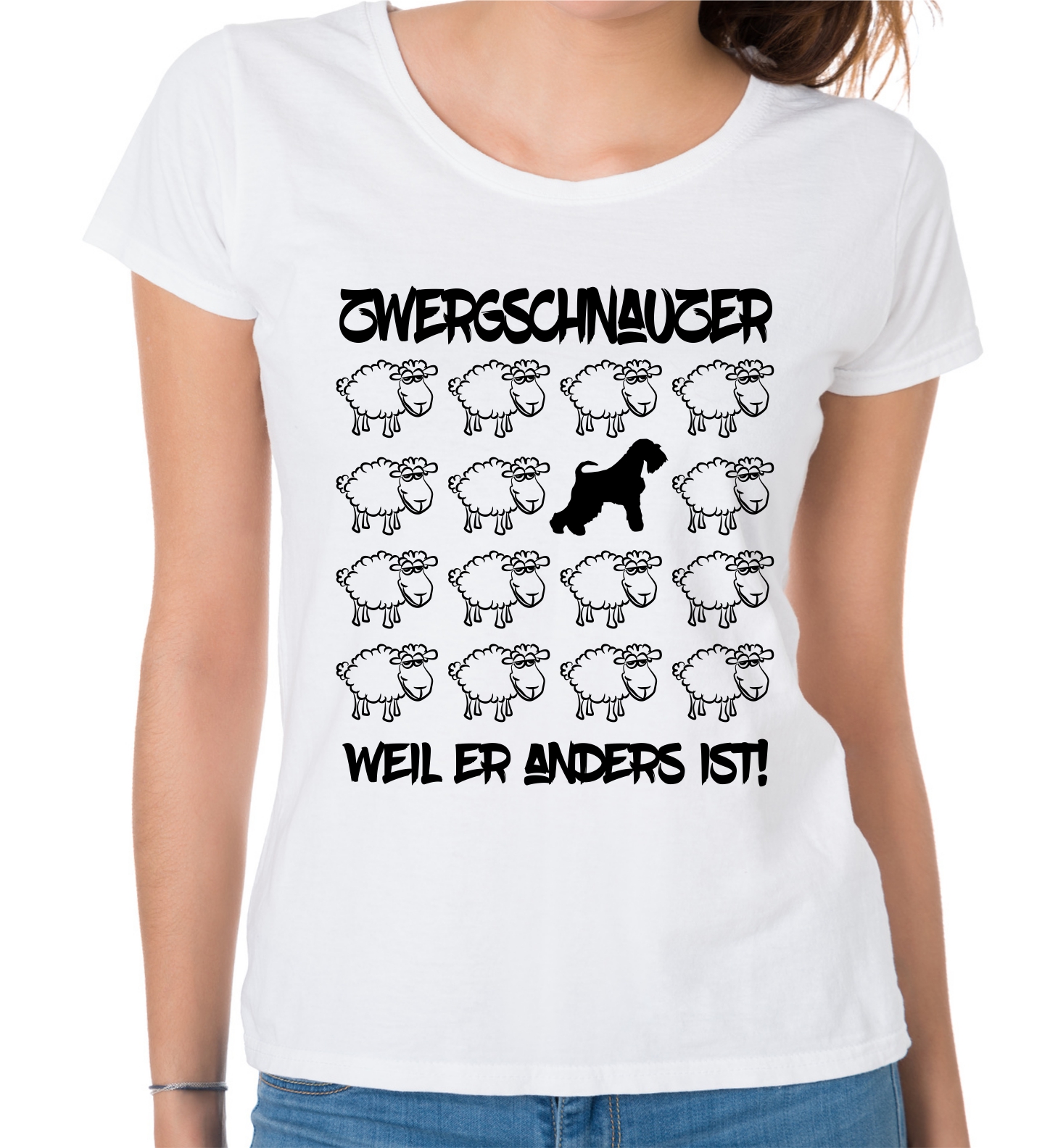 ZWERGSCHNAUZER DAMEN T-SHIRT BLACK SHEEP by SIVIWONDER