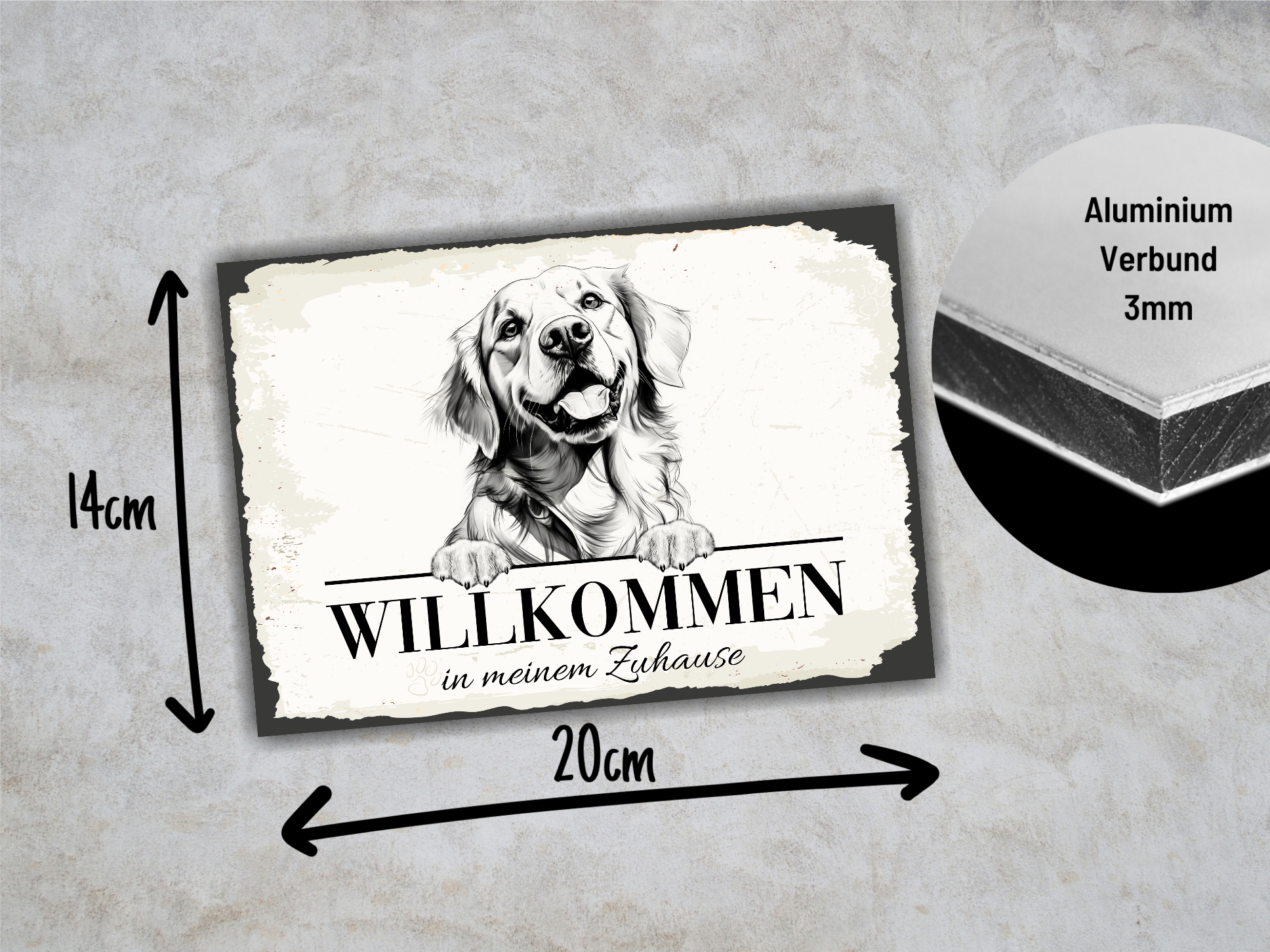 Hundeschild Willkommen Zuhause Golden Retriever Goldie Schild