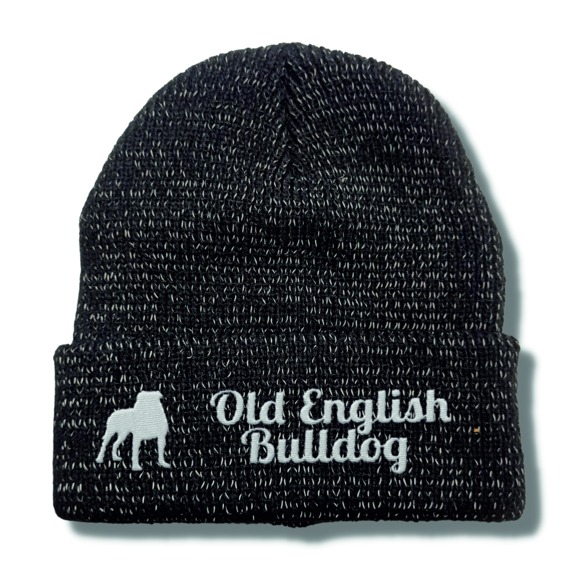 Old English Bulldog reflektierende Mütze Stickerei Hund Winter Strickmütze reflex Beanie warm