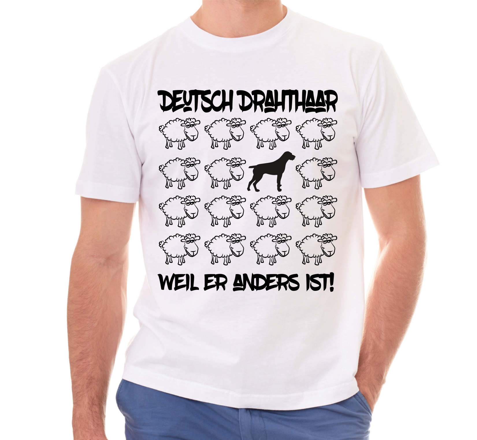 DEUTSCH DRAHTHAAR UNISEX T-SHIRT BLACK SHEEP by SIVIWONDER
