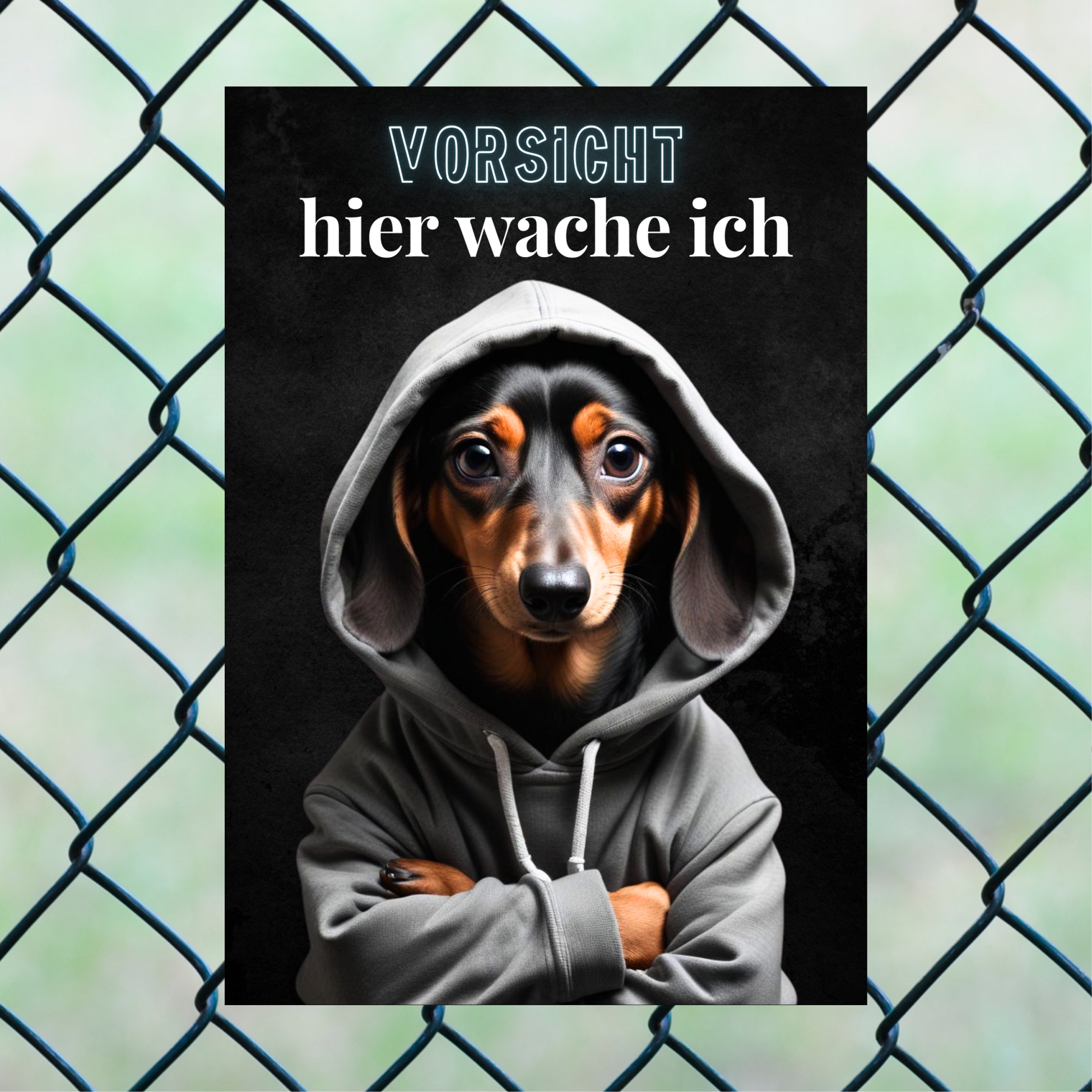 Hundeschild Schild Vorsicht Dackel Dog Spruch Türschild Warnschild Hund hier wache ich Teckel