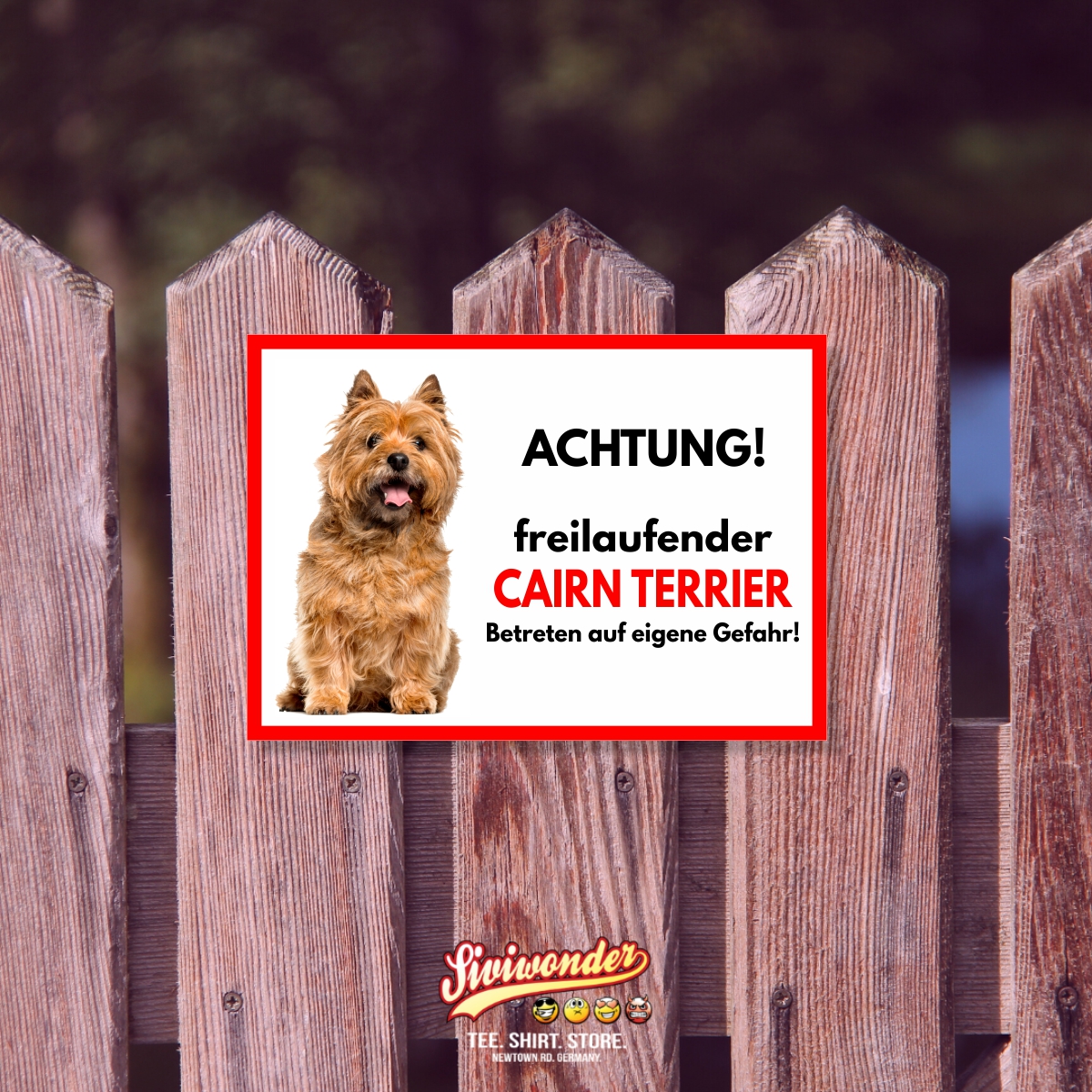 Cairn Terrier Hell Freilaufender Hund Dog Schild Spruch Türschild Hundeschild Warnschild