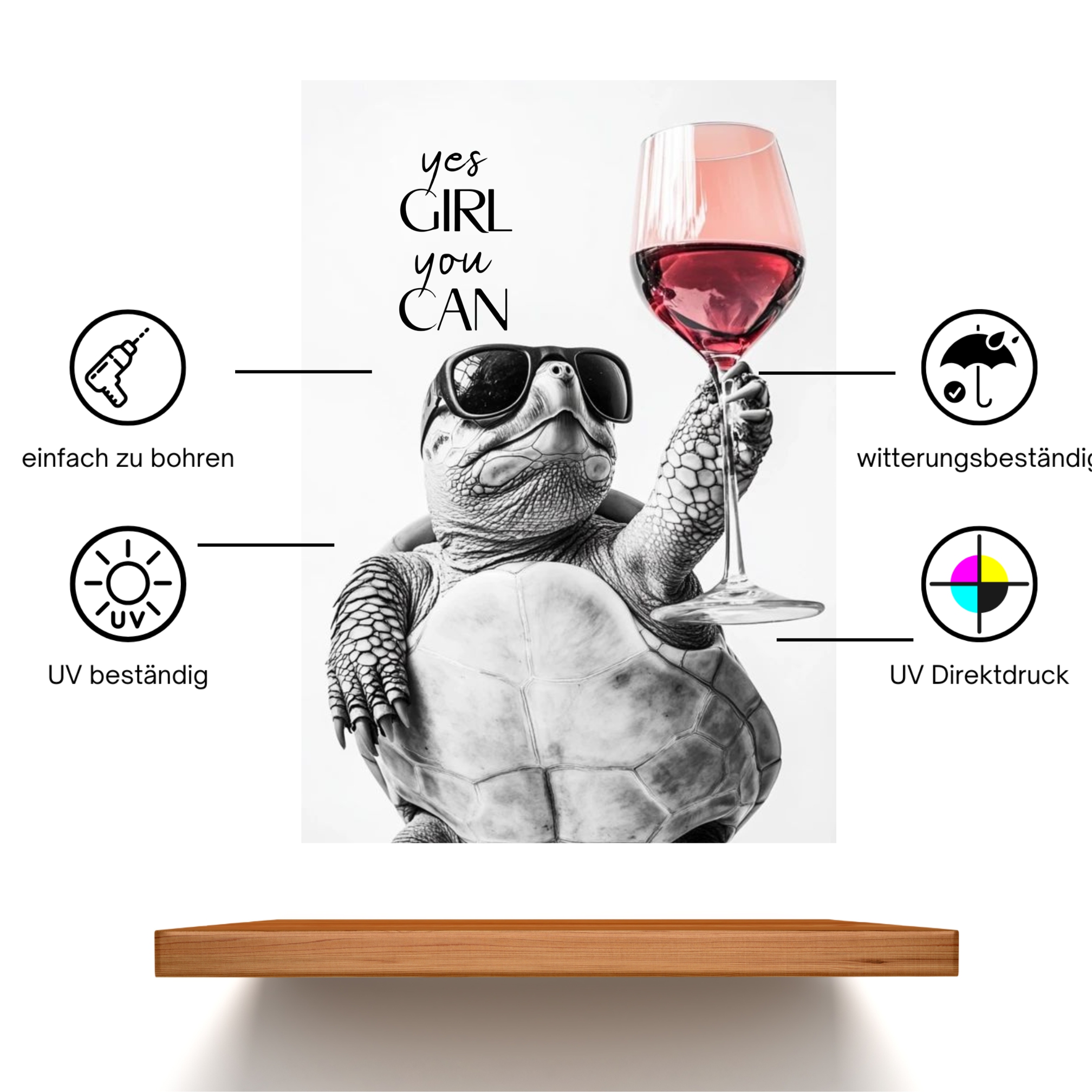 Schild Schildkröte Artprint Wein Spruch Deko Turtle Wanddekor Geschenkidee Quotes Weinliebhaber