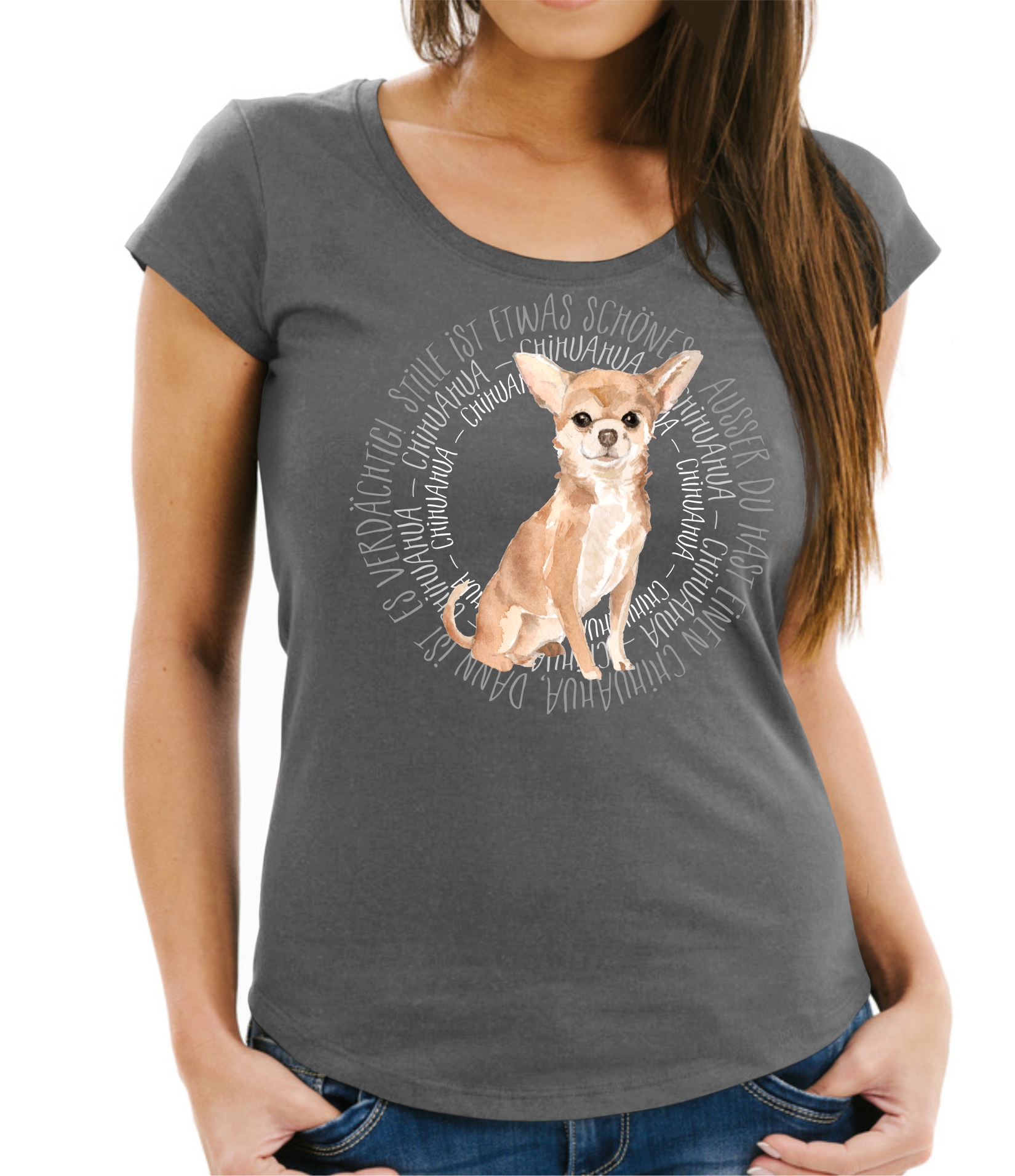 CHIHUAHUA DAMEN T-SHIRT CIRCLE Watercolor by SIVIWONDER
