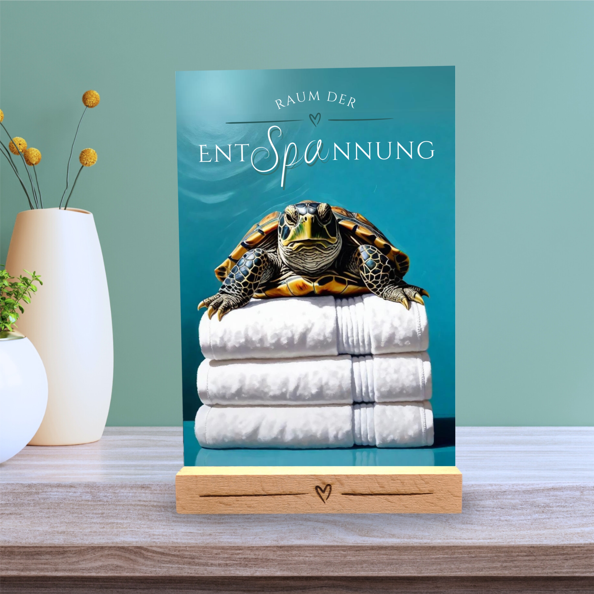 Schildkröte  Schild Wellness Handtuch Entspannung  Schild Spruch