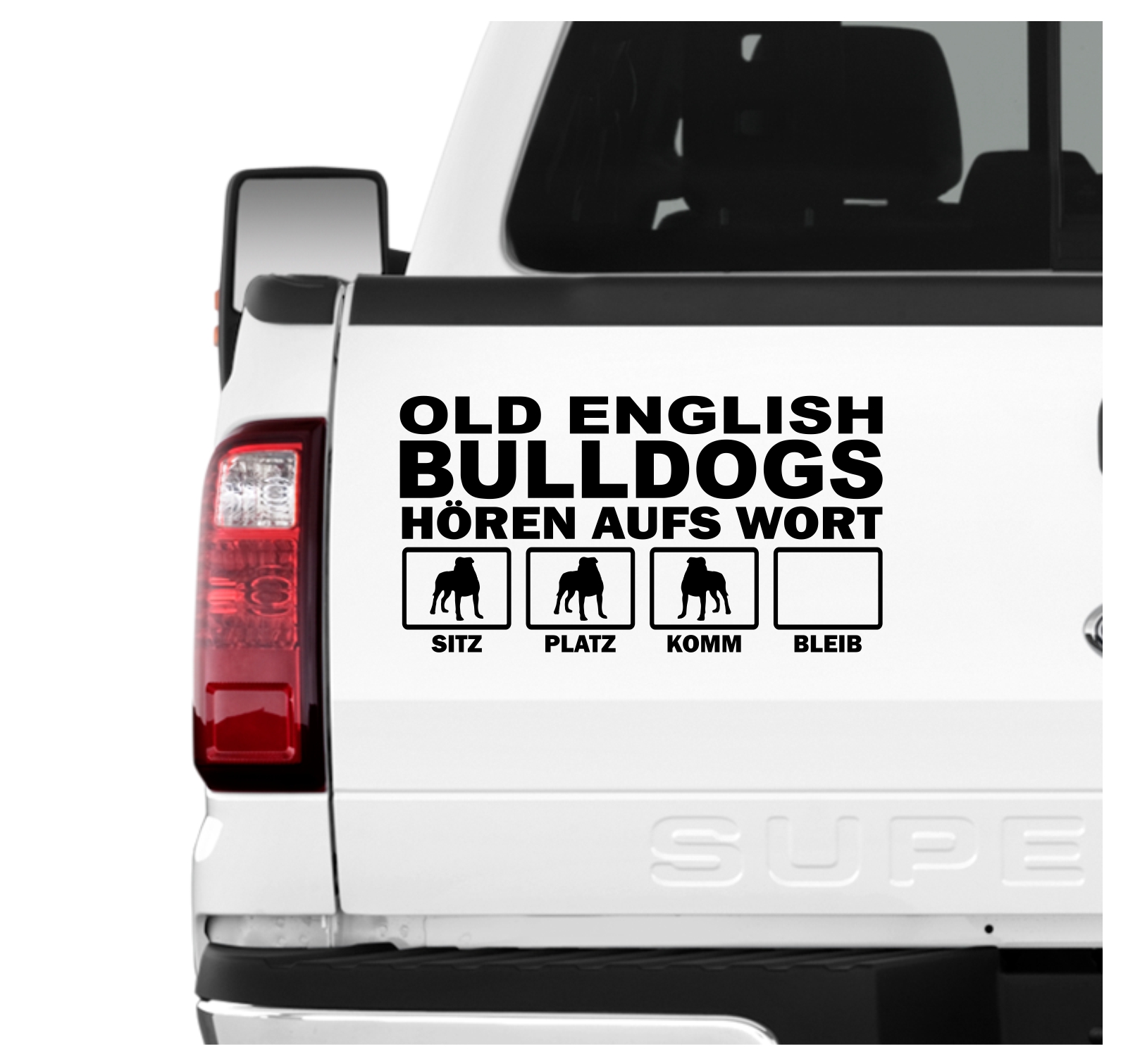Old English Bulldog OEB Olde Englische Bulldogge Hört aufs Wort Hunde Aufkleber Sticker Autoaufkleber Wandtattoo Tattoo