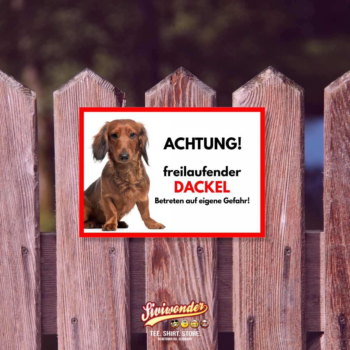 Dackel Langhaar Freilaufender Hund Dog Schild Spruch Türschild Hundeschild Warnschild