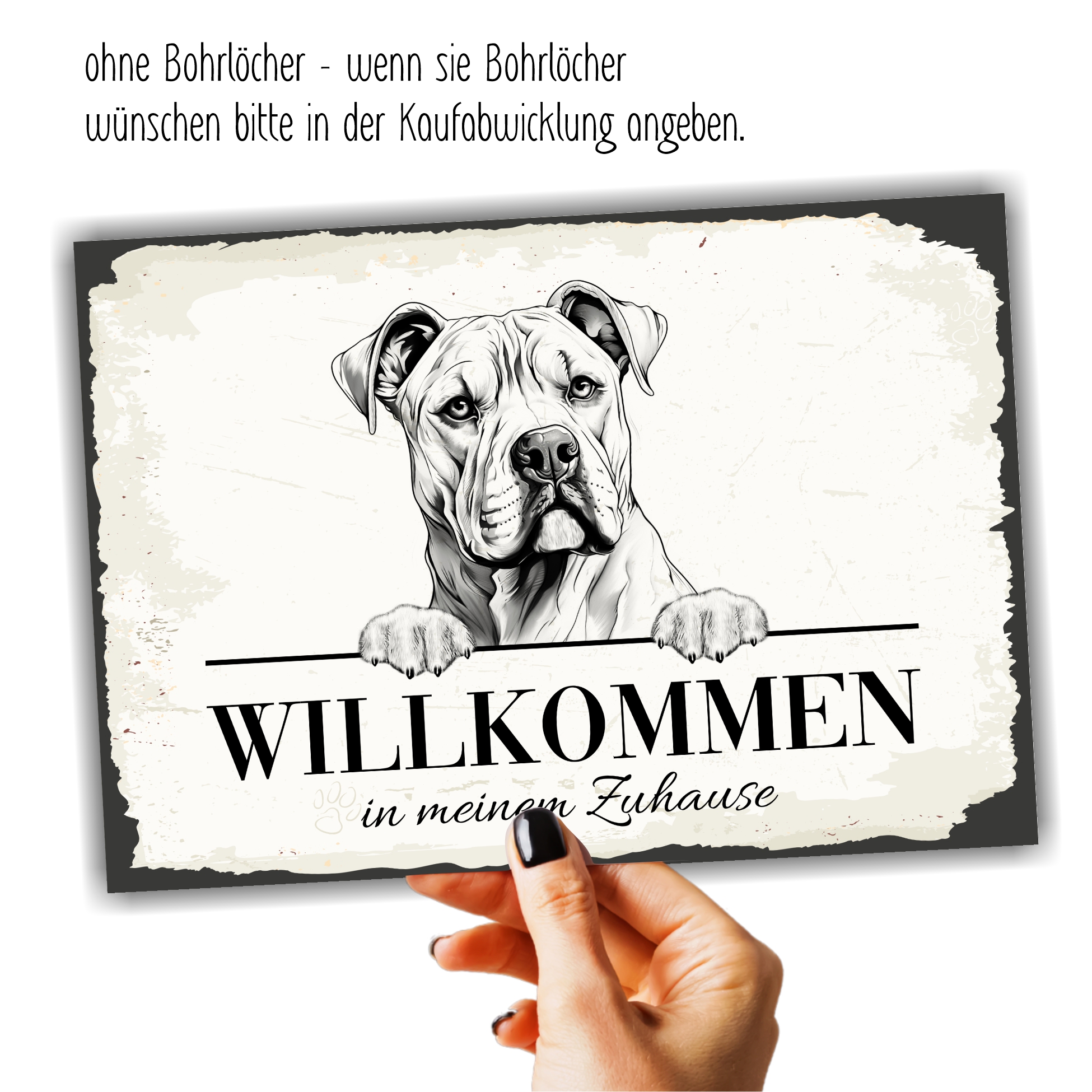 Hundeschild Willkommen Zuhause American Bulldog Schild Achtung Zaun Frau Spruch Türschild Hundeschild Warnschild  Design by Siviwonder