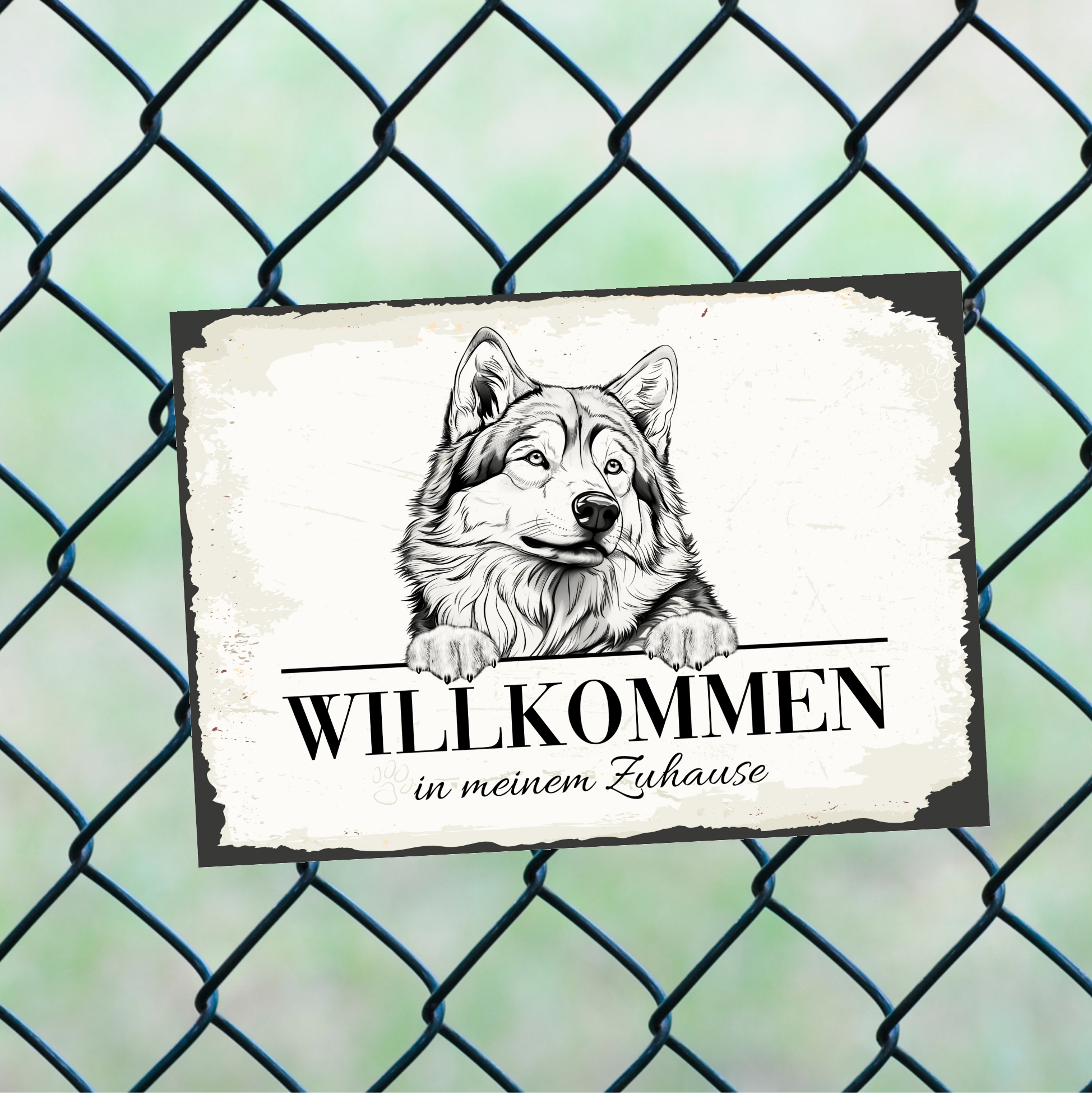 Hundeschild Willkommen Zuhause Alaskan Malamute Schild Achtung Zaun Frau Spruch Türschild Hundeschild Warnschild  Design by Siviwonder