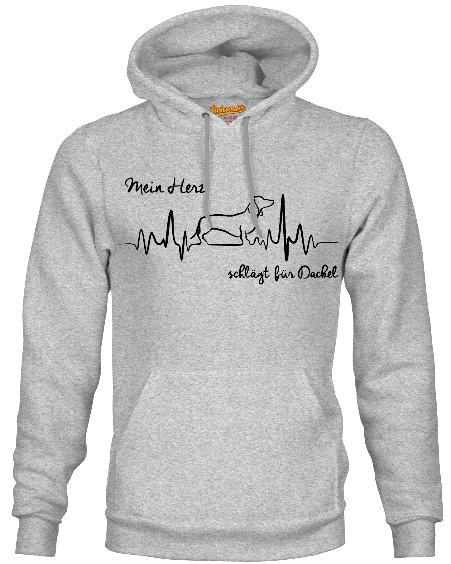 DACKEL SWEATSHIRT HEARTBEAT EKG  Hund Hundemotiv Herz Hoodie