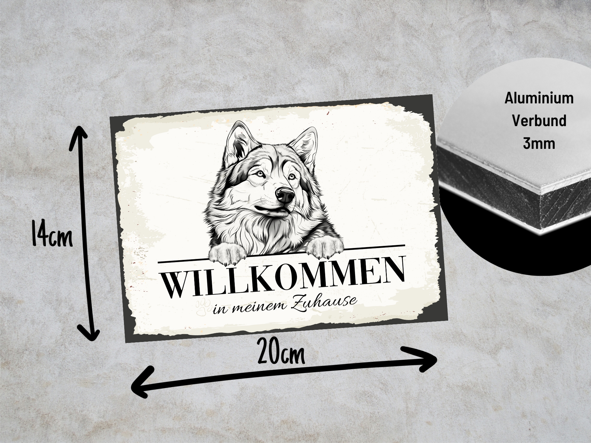 Hundeschild Willkommen Zuhause Alaskan Malamute Schild Achtung Zaun Frau Spruch Türschild Hundeschild Warnschild  Design by Siviwonder