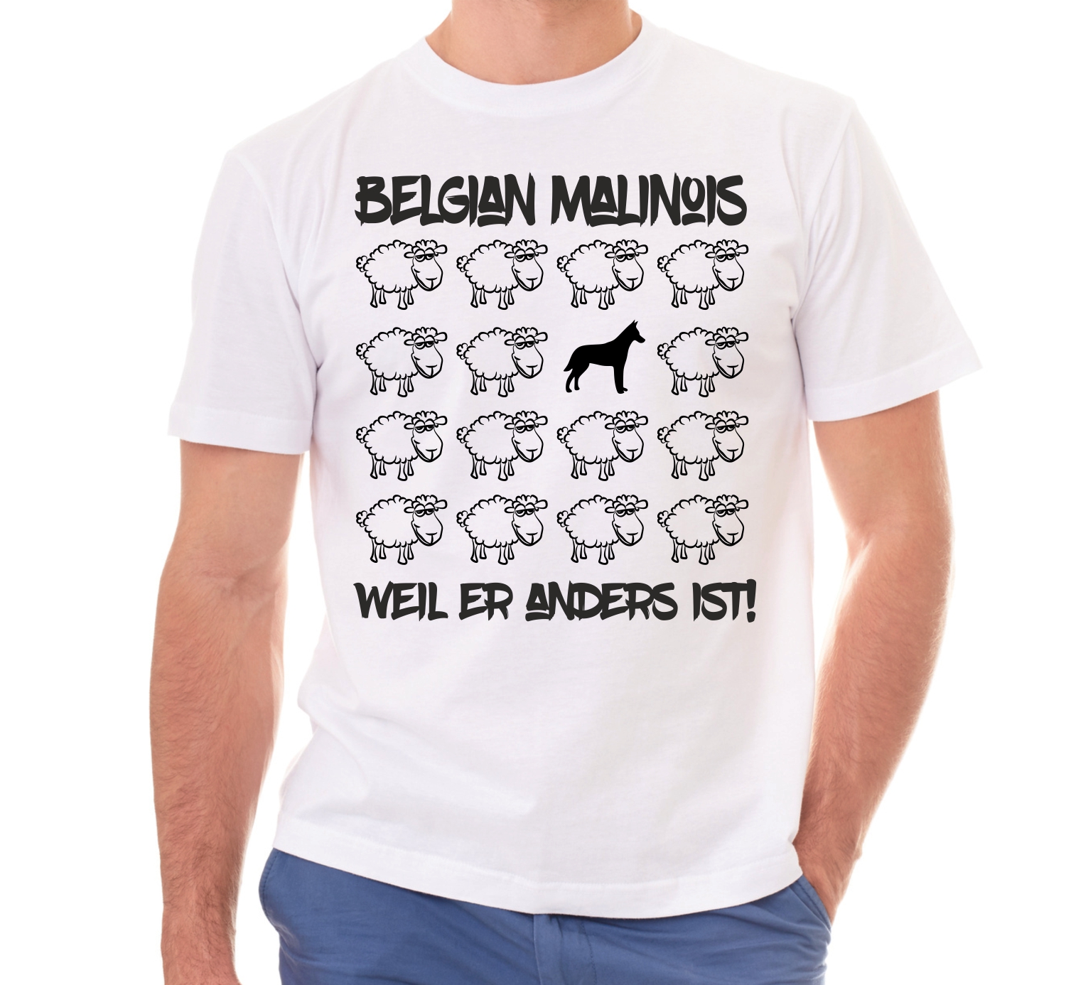 MALINOIS UNISEX T-SHIRT BLACK SHEEP by SIVIWONDER
